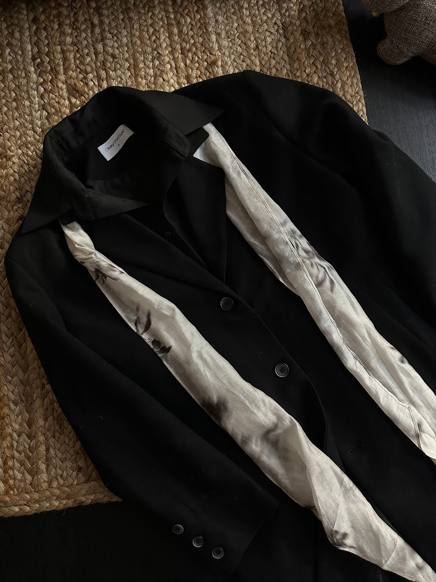 OKAYTHXBYE Detachable Scarf Wool-Blend Overcoat