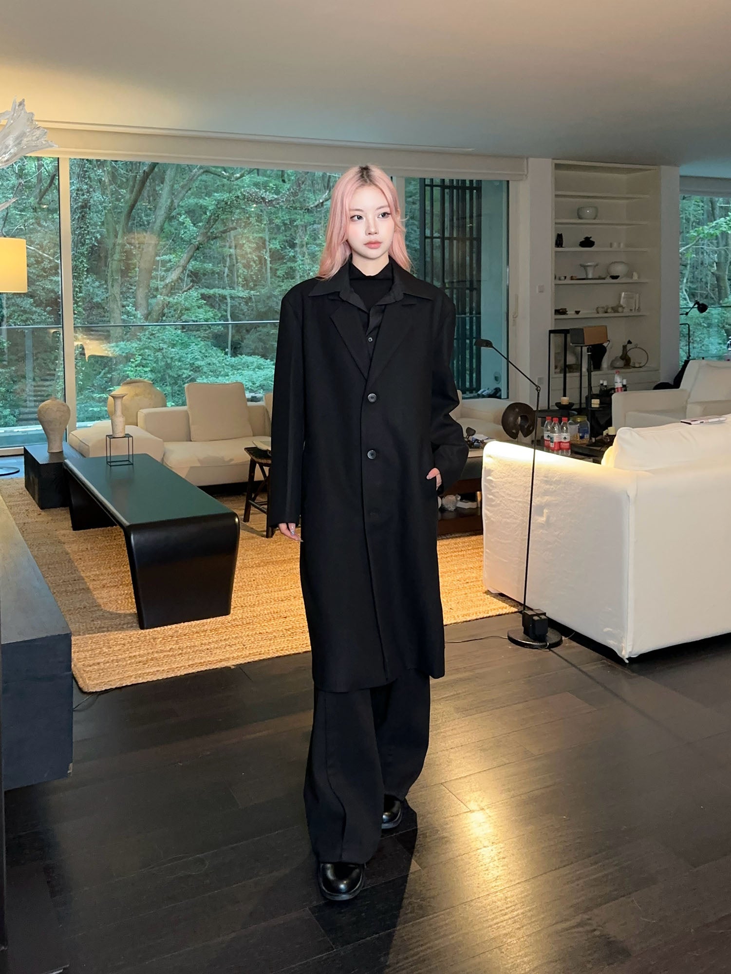 OKAYTHXBYE Detachable Scarf Wool-Blend Overcoat