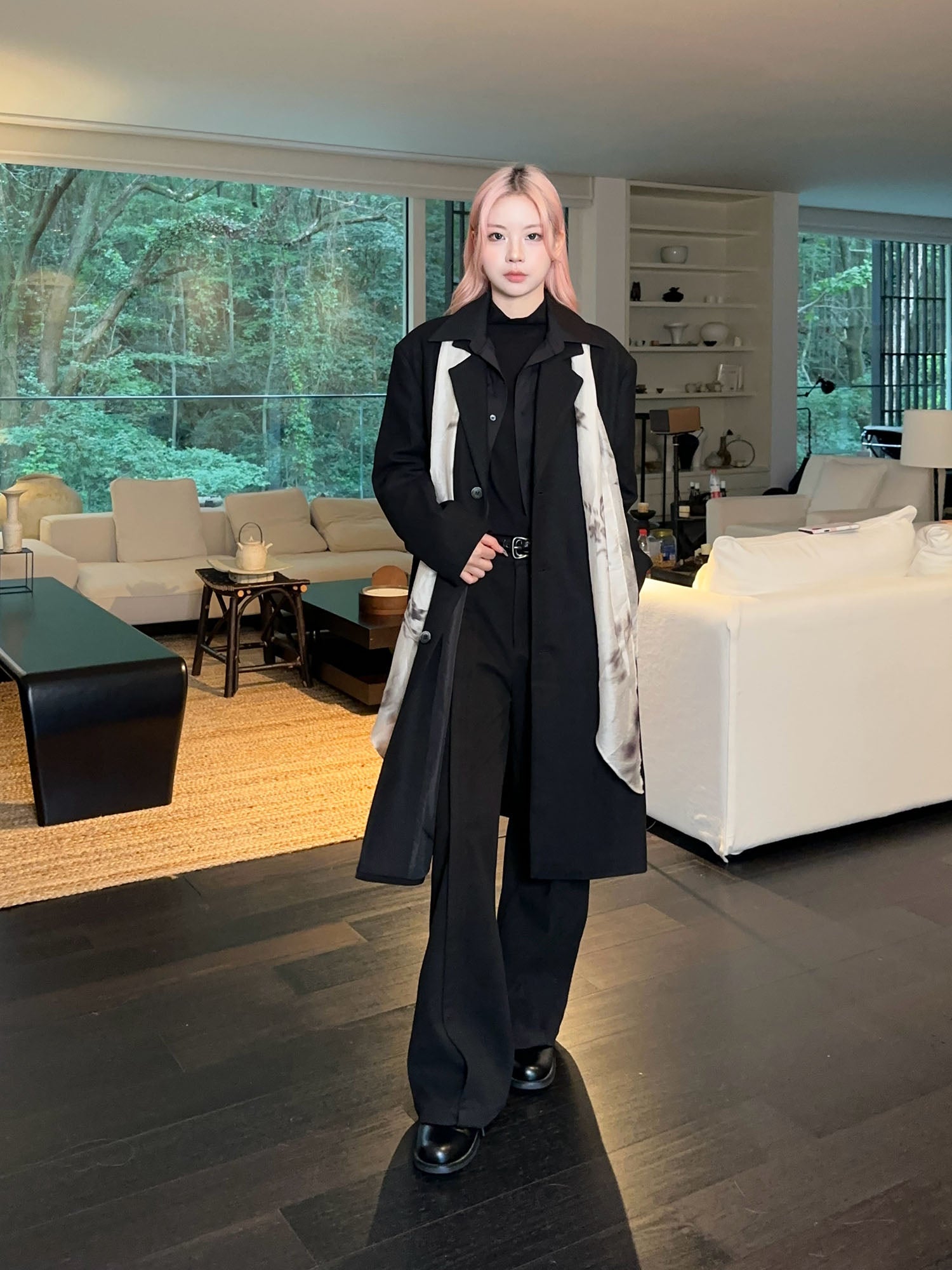 OKAYTHXBYE Detachable Scarf Wool-Blend Overcoat