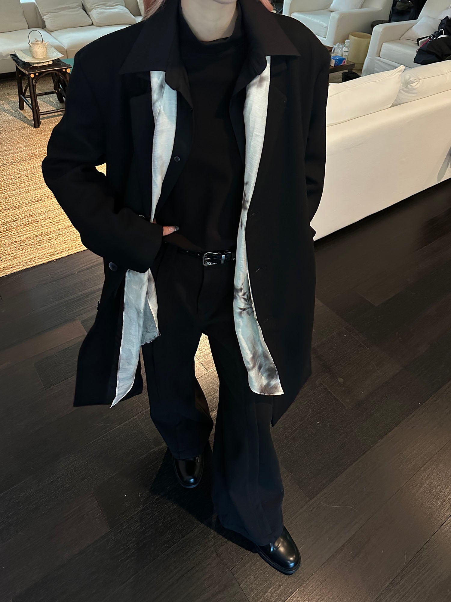 OKAYTHXBYE Detachable Scarf Wool-Blend Overcoat