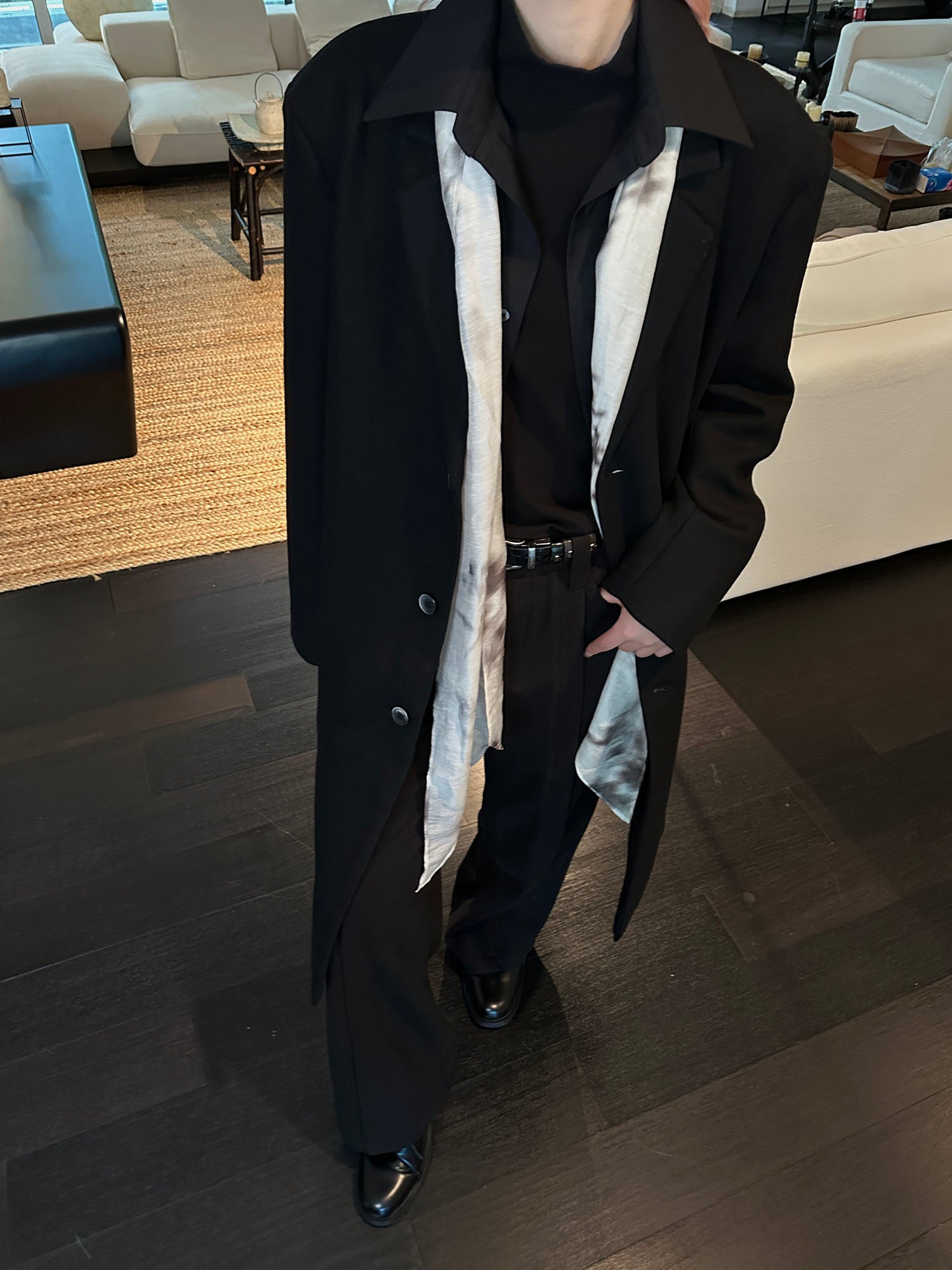 OKAYTHXBYE Detachable Scarf Wool-Blend Overcoat