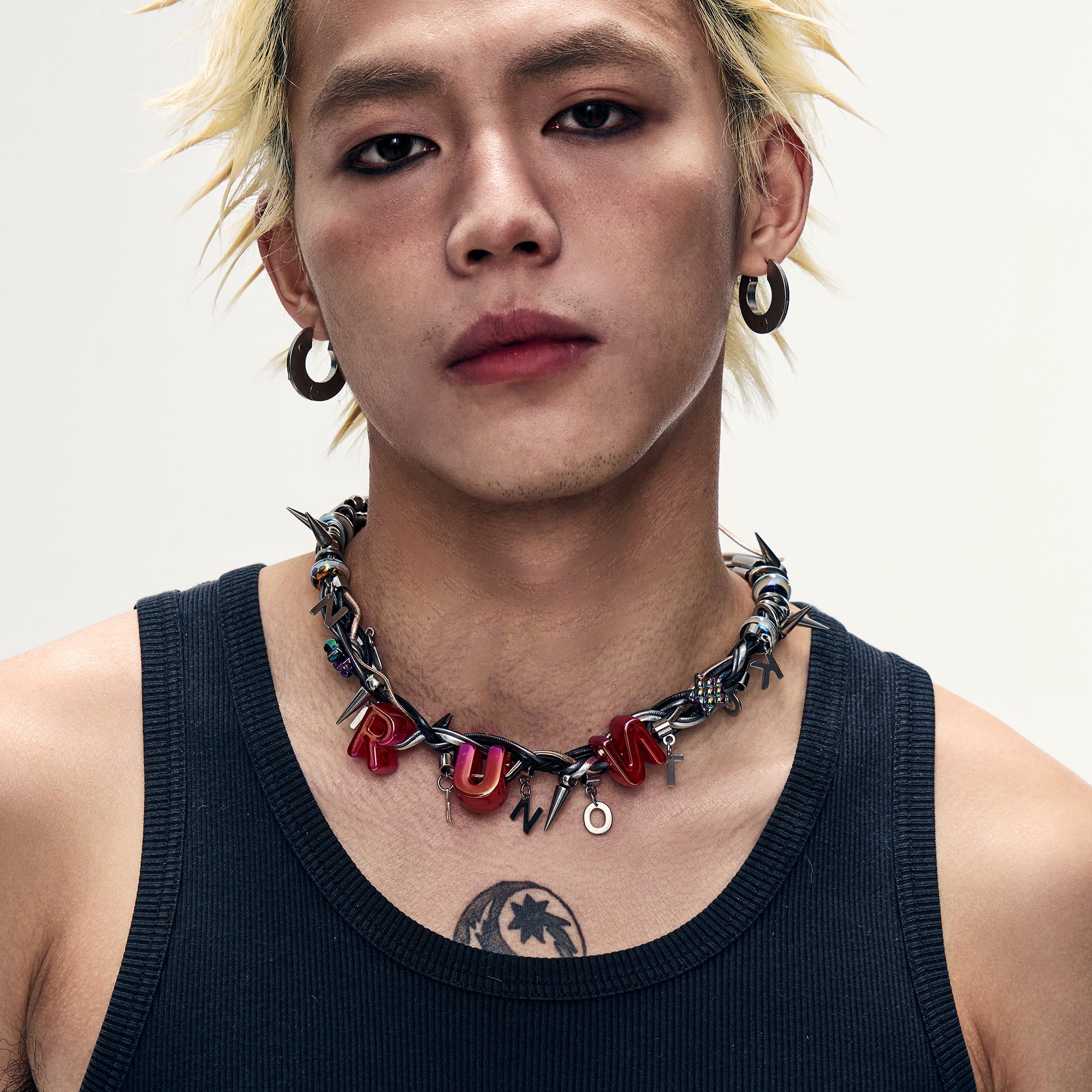 ILLUSORY Bubble Letter Spiked Choker, premium urban and streetwear designers apparel on PROJECTISR.com, ILLUSORY