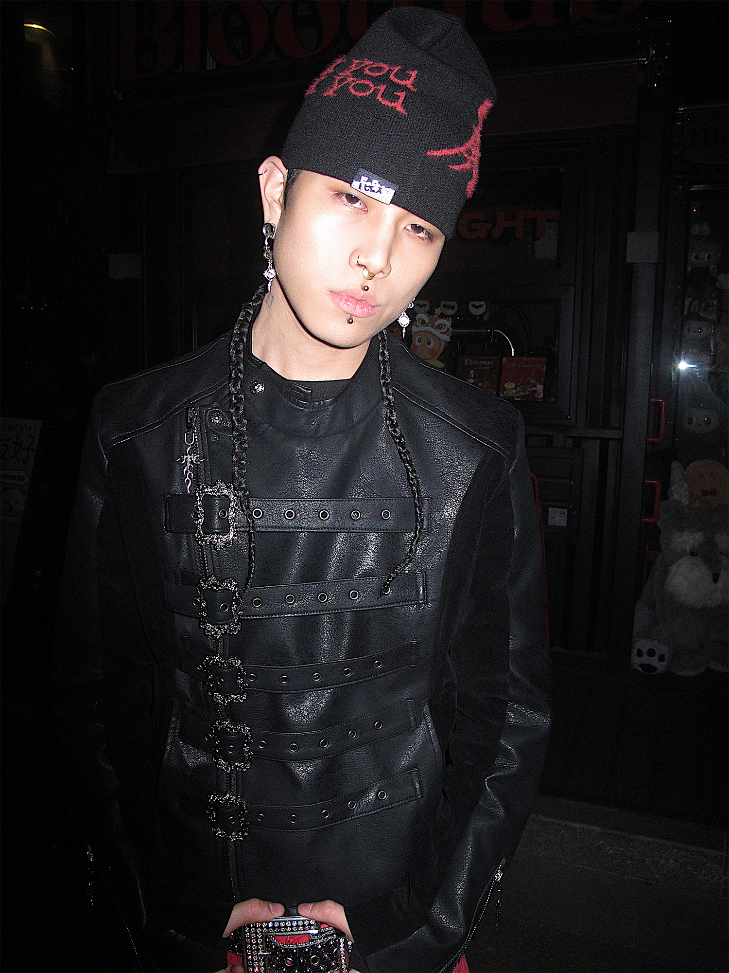 TH4SWE Retro Ornate Buckled Faux Leather Jacket