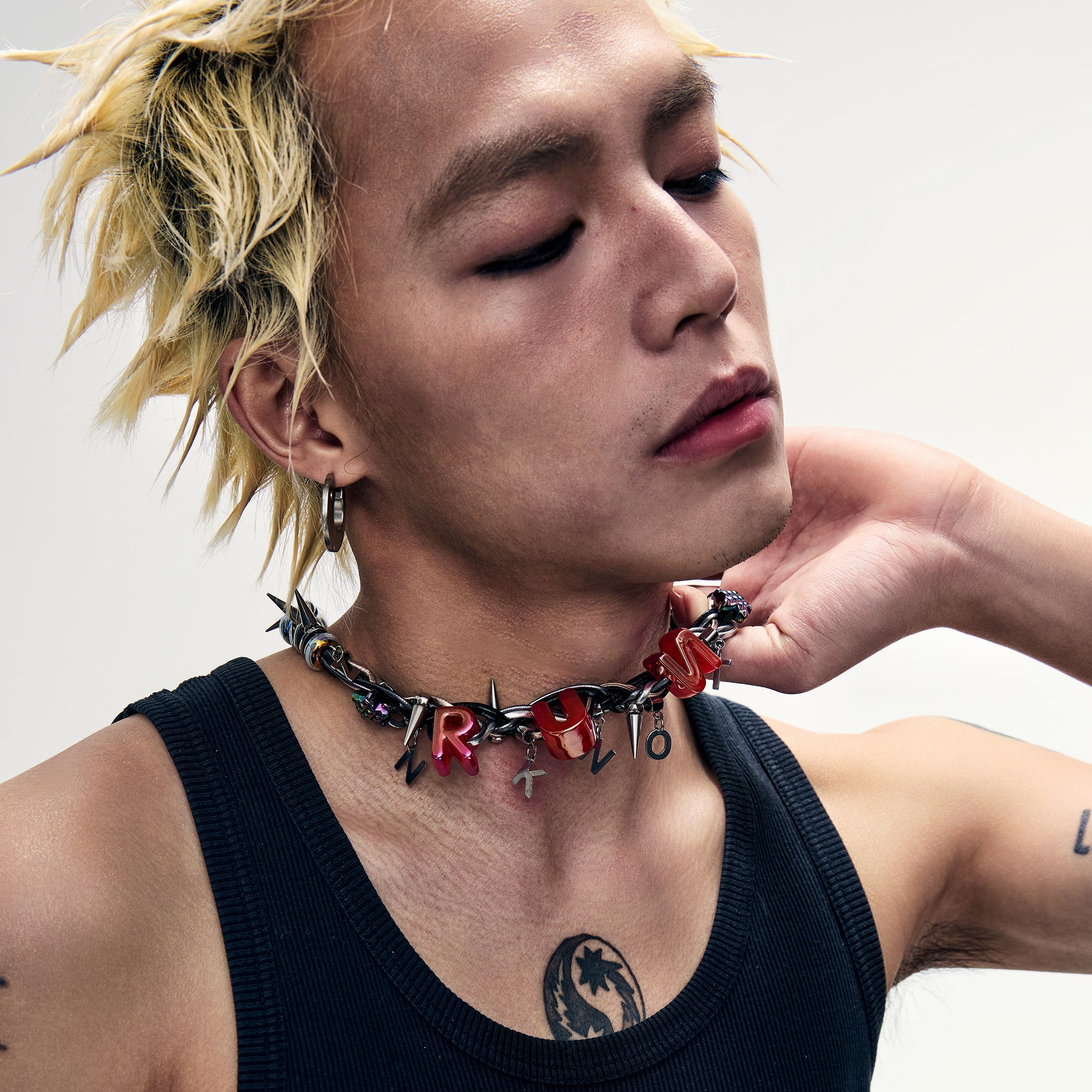 ILLUSORY Bubble Letter Spiked Choker, premium urban and streetwear designers apparel on PROJECTISR.com, ILLUSORY