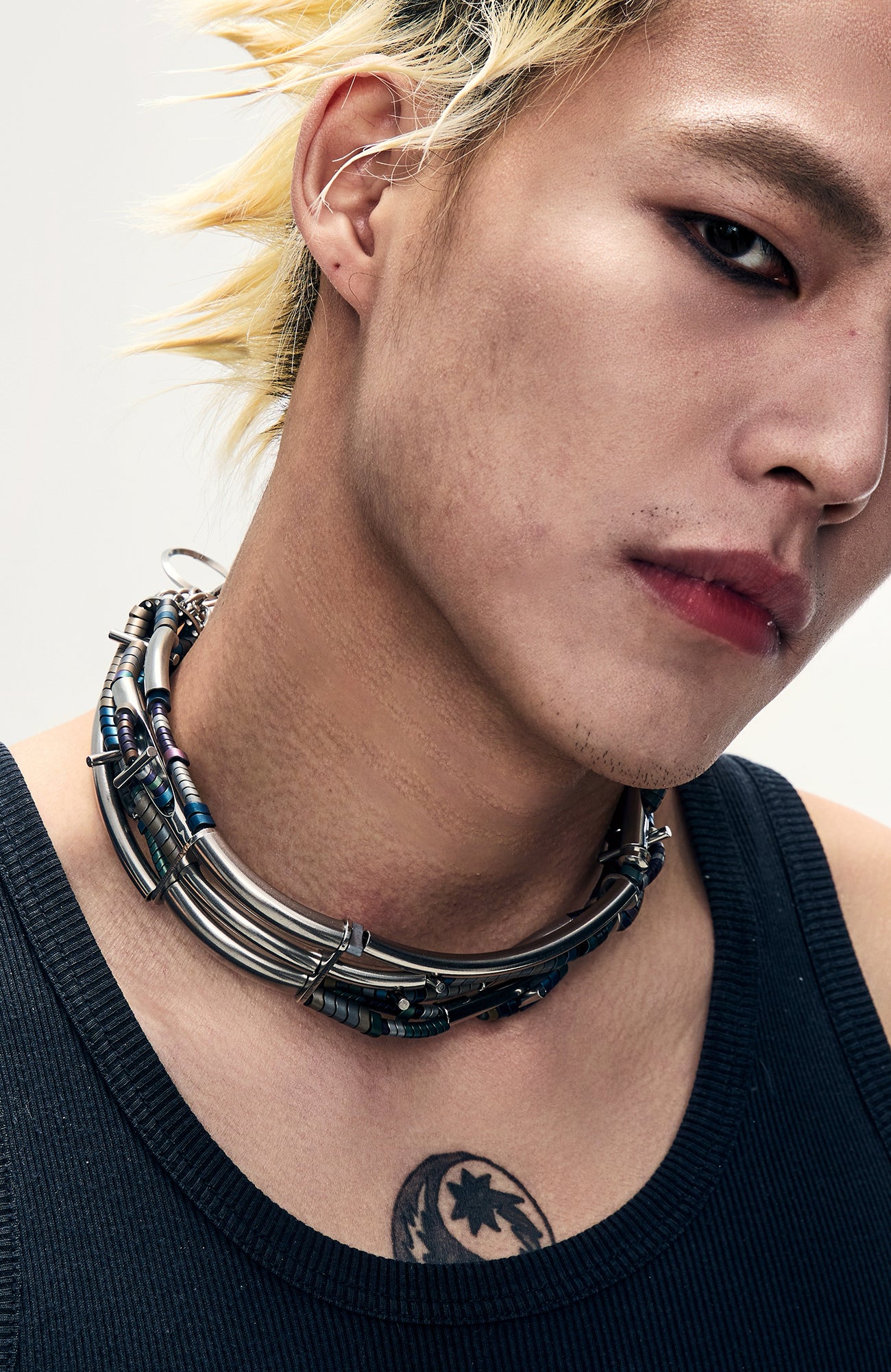 ILLUSORY Layered Industrial Tube Collar, premium urban and streetwear designers apparel on PROJECTISR.com, ILLUSORY