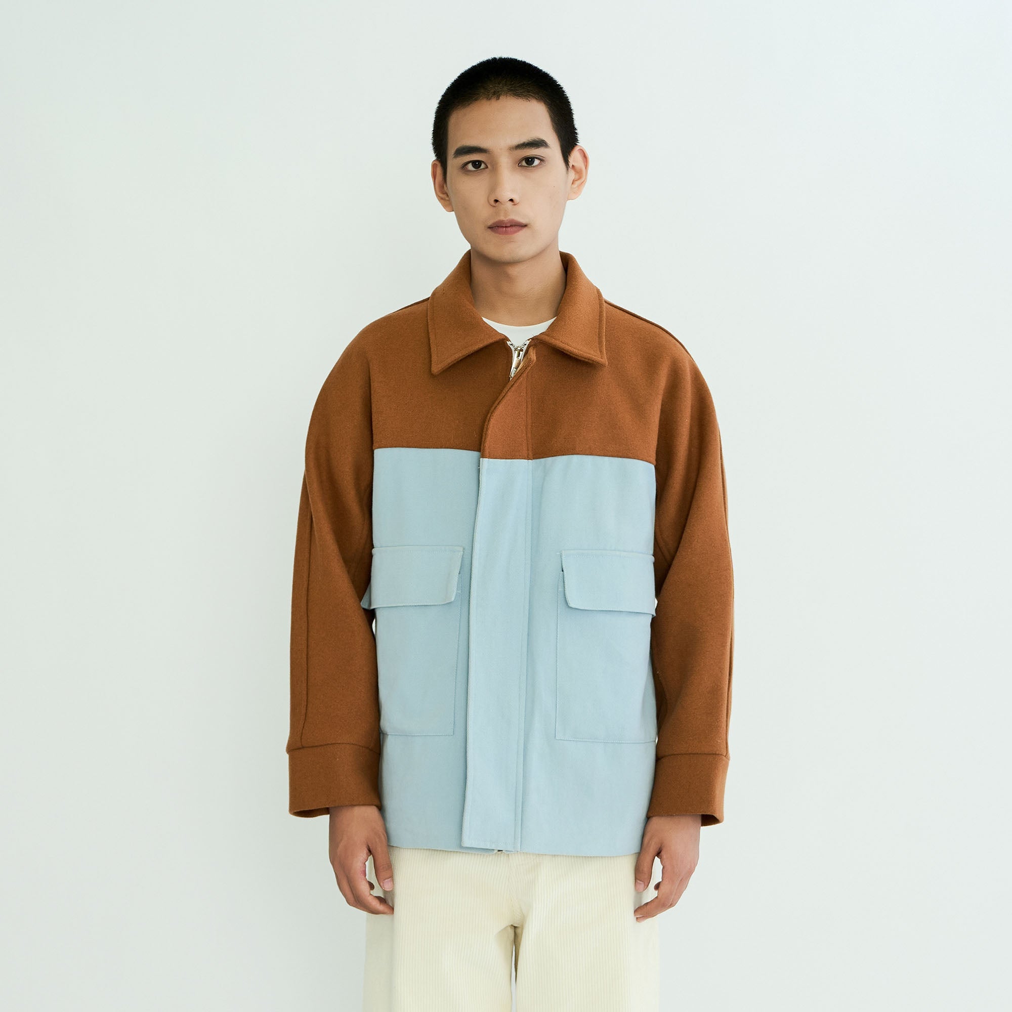 WIID Contrast Panel Wool-Blend Jacket, premium urban and streetwear designers apparel on PROJECTISR.com, WIID