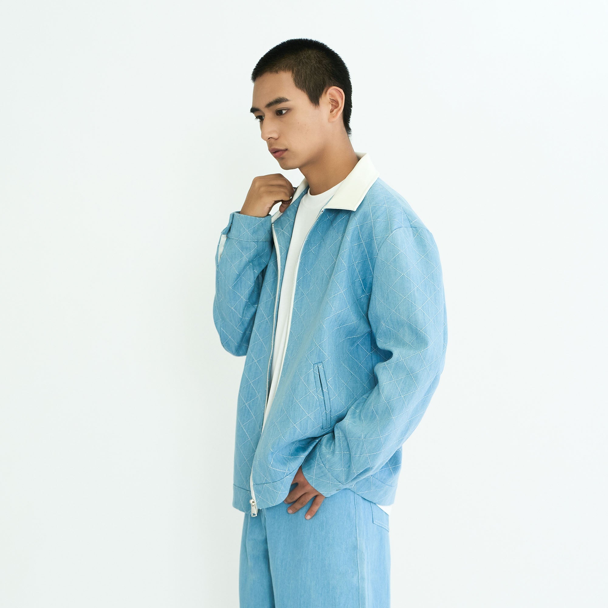WIID Quilt-Stitch Contrast Collar Jacket, premium urban and streetwear designers apparel on PROJECTISR.com, WIID