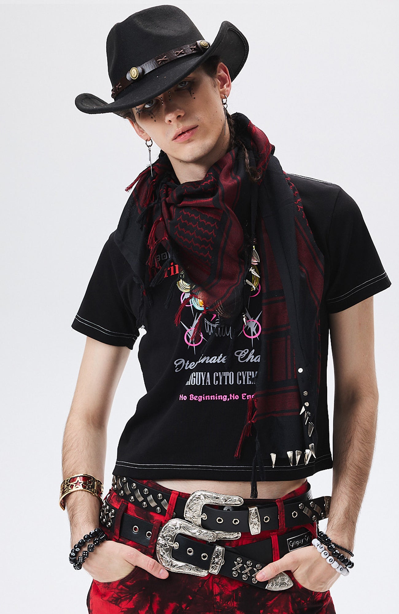 CYCYCY Studded Filigree Leather Belt