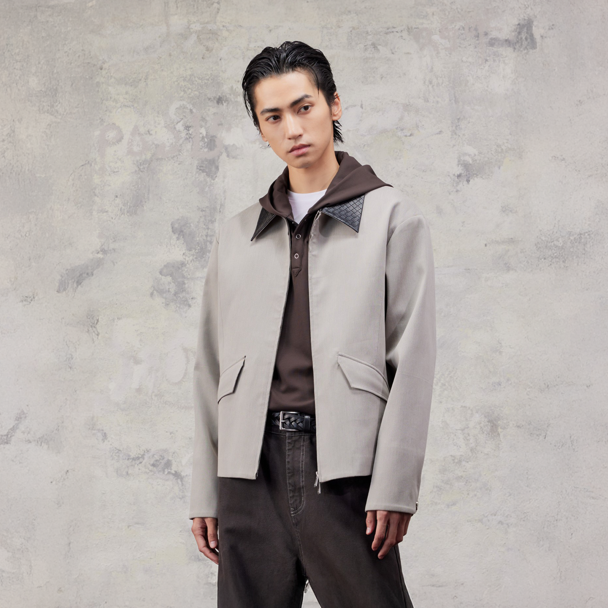 ALVNG AR ANTS Minimal Contrast Woven Collar Jacket
