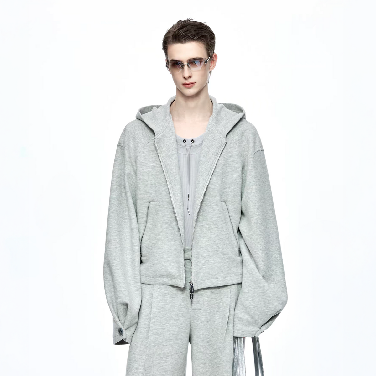 TIWILLTANG Structured Hooded Cropped Sweatshirt