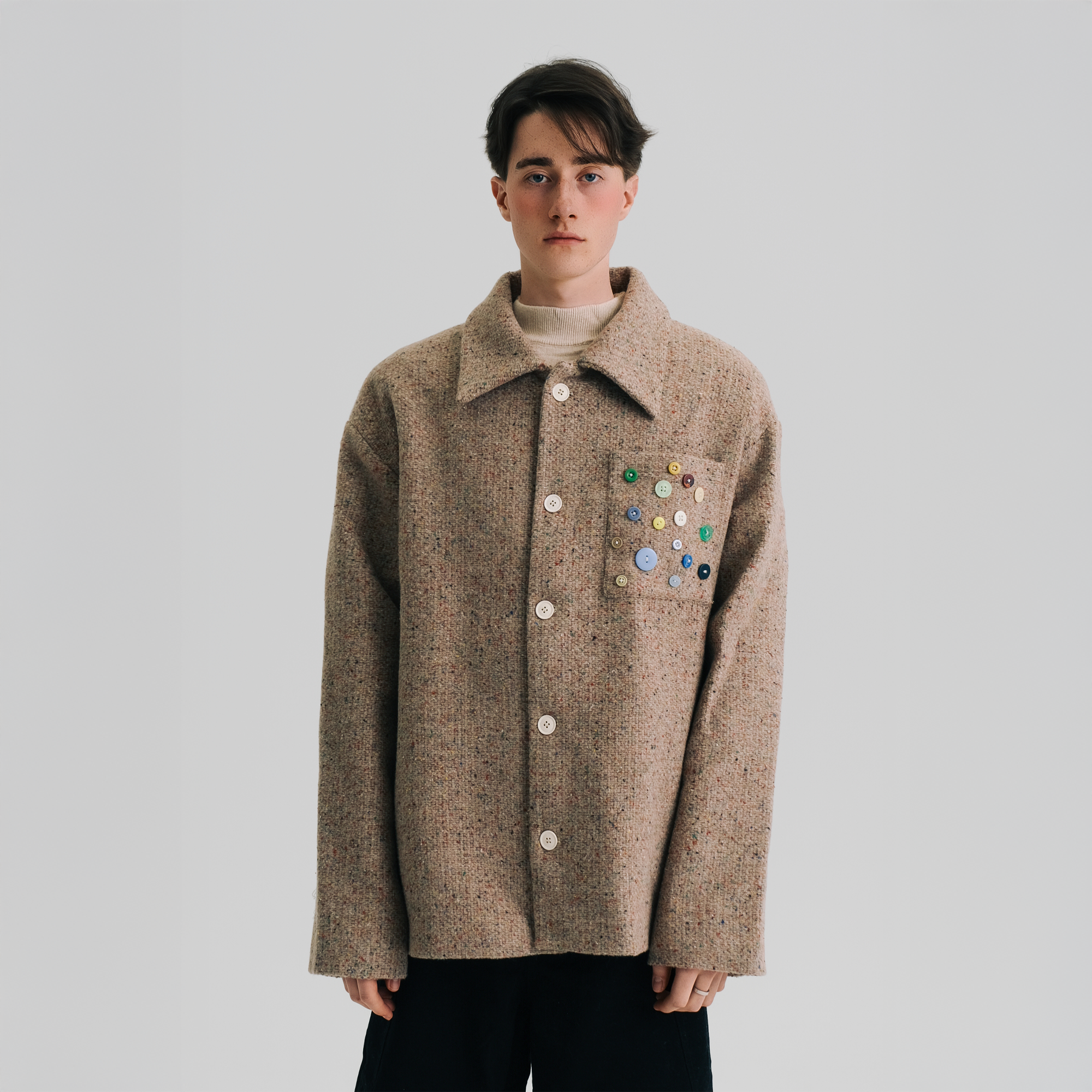 WIID Button-Embellished Pocket Wool-Blend Jacket