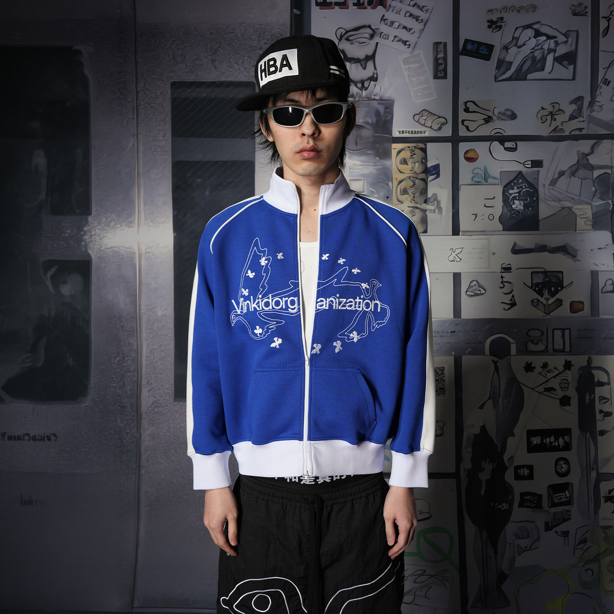 VINKID Spliced Embroidered Zip-Up Oversized Jacket, premium urban and streetwear designers apparel on PROJECTISR.com, VINKID