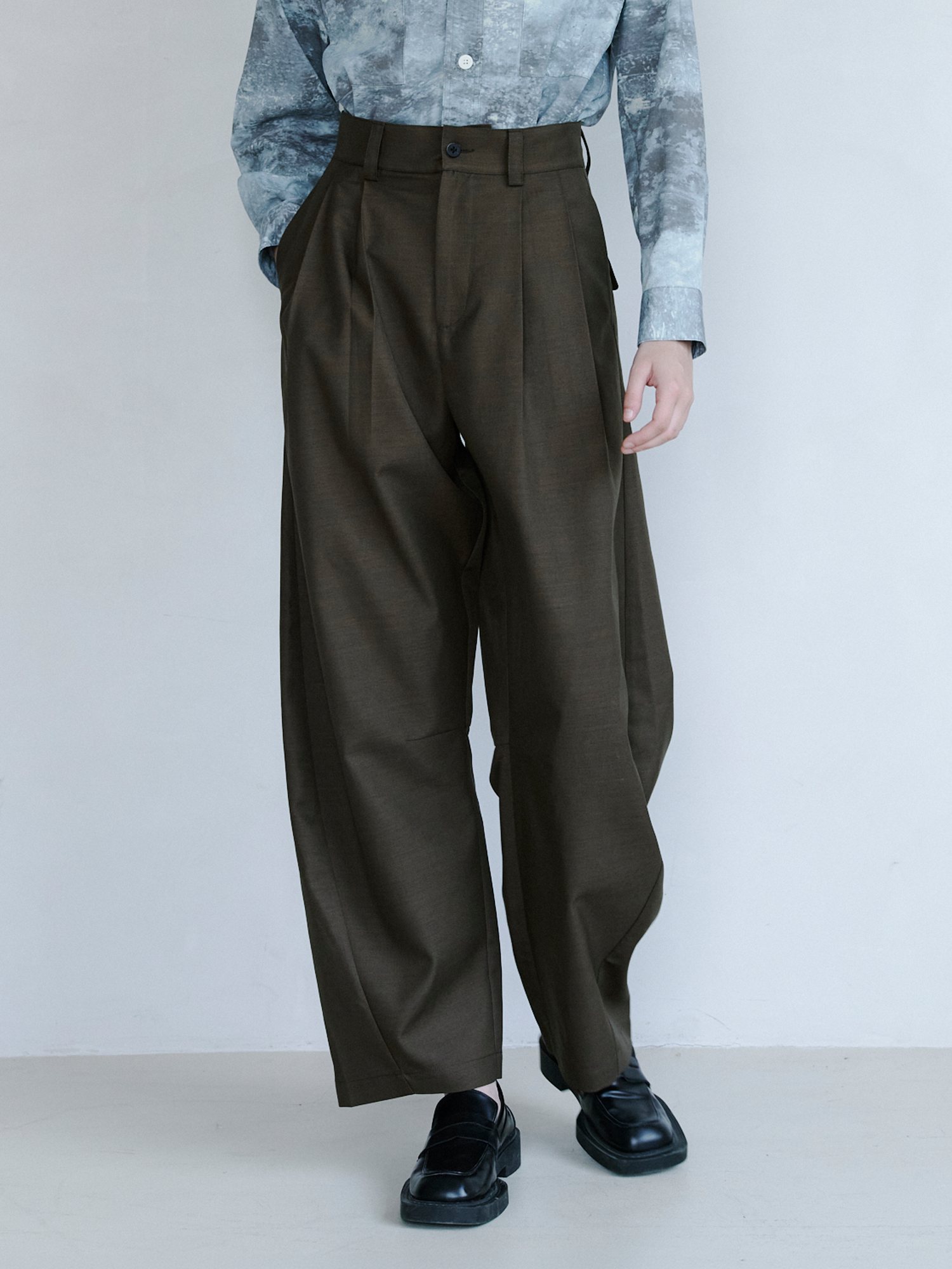 GRAINMUSTARD Retro Pleated High-Waist Wide-Leg Trousers, premium urban and streetwear designers apparel on PROJECTISR.com, GRAINMUSTARD