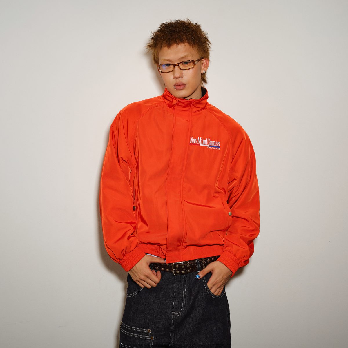 NOVACAM Retro Embroidered Fleece-Lined Woven Jacket
