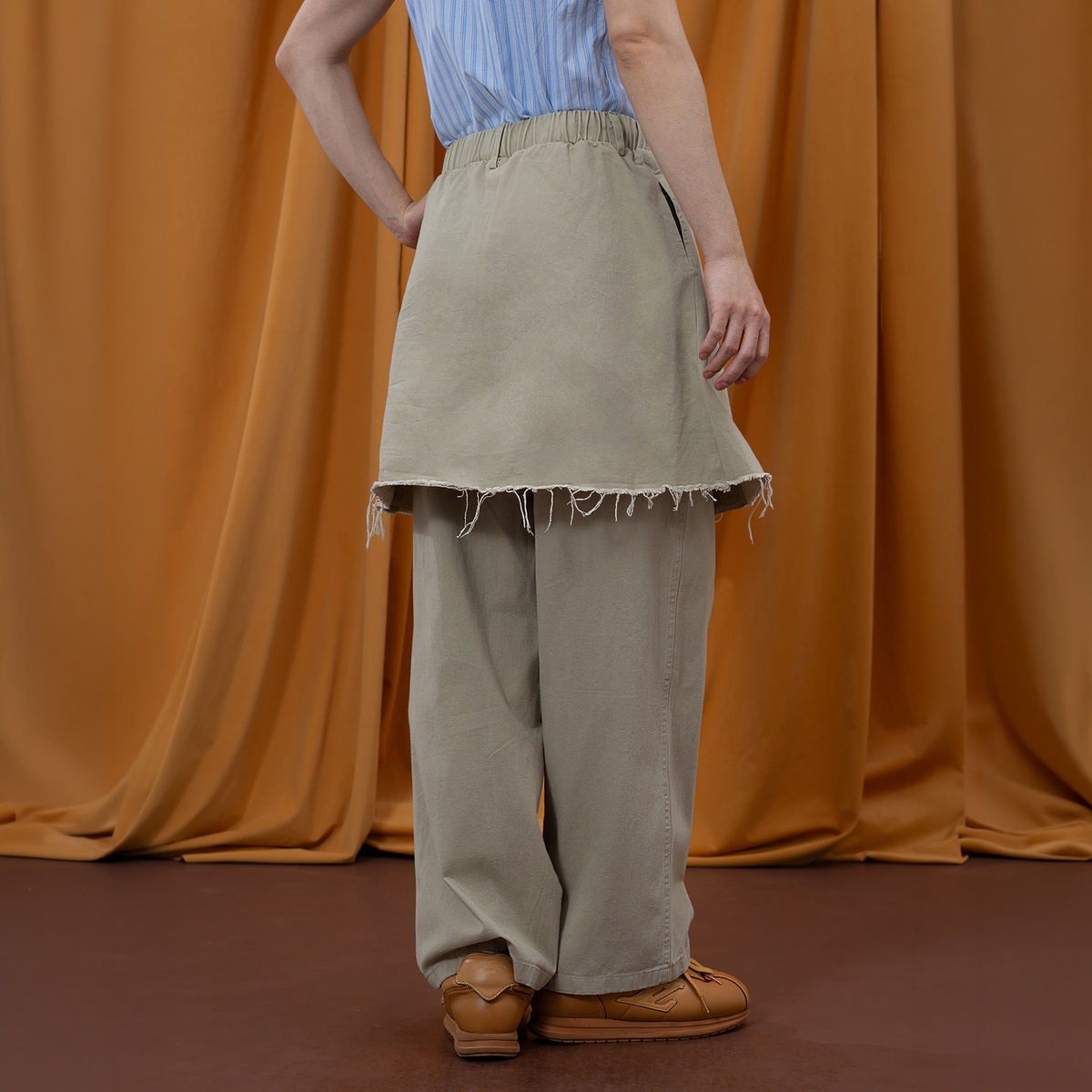 CLP Layered Raw-Edge Wide-Leg Pants