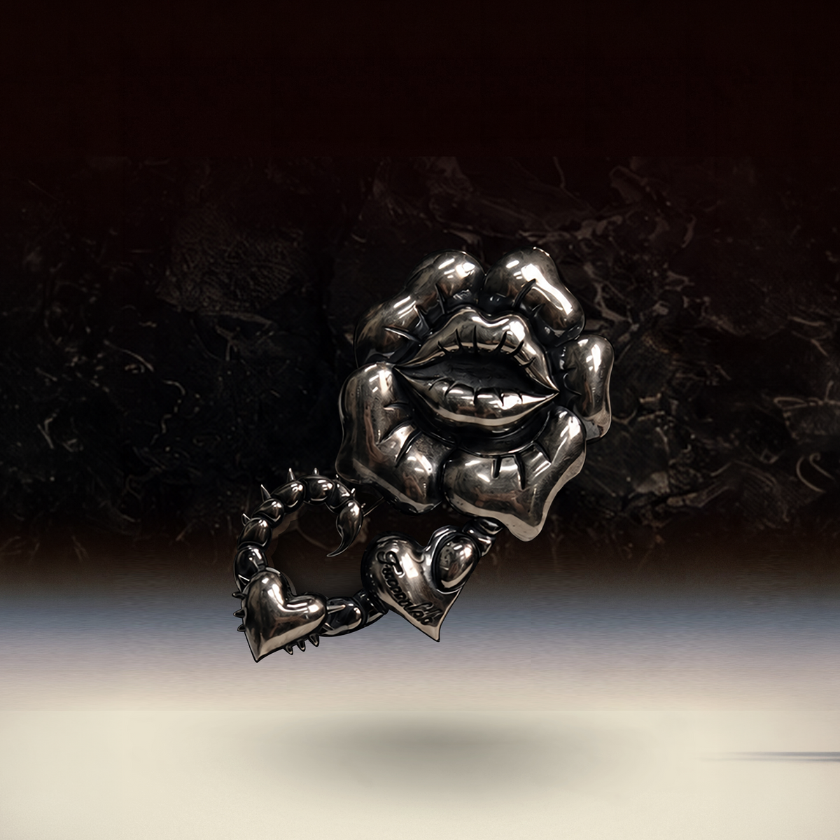 FACEONLAB Scorpion Rose Heart Punk Metal Brooch