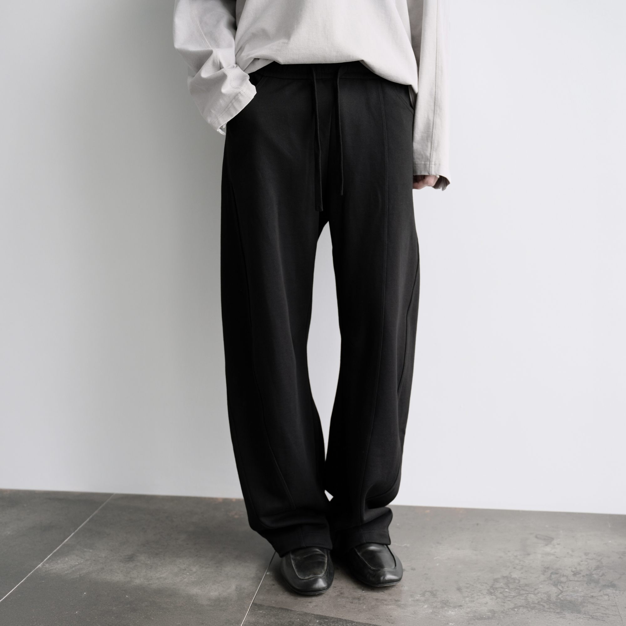 ORGANIC EMOTION Asymmetrical Spliced Drawstring Wide-Leg Pants