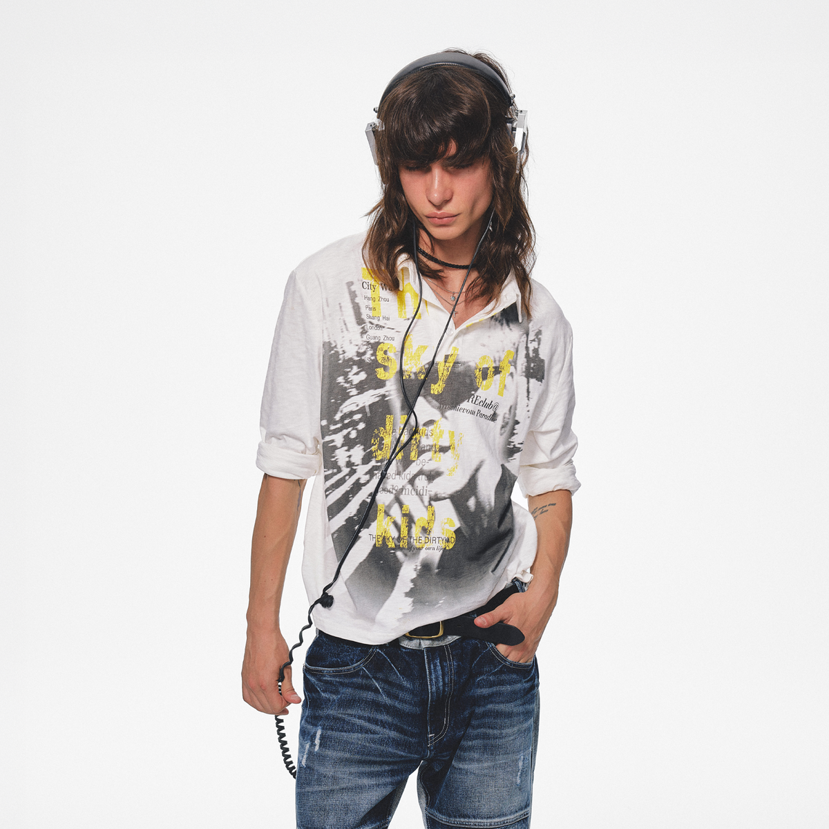 TRECLUB Graphic Portrait Long-Sleeve Polo
