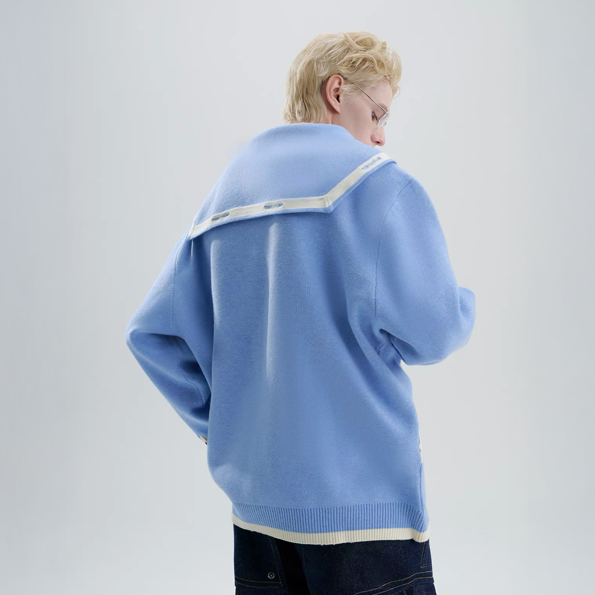 TIWILLTANG Contrast-Trim Sailor-Collar Jacket, premium urban and streetwear designers apparel on PROJECTISR.com, TIWILLTANG