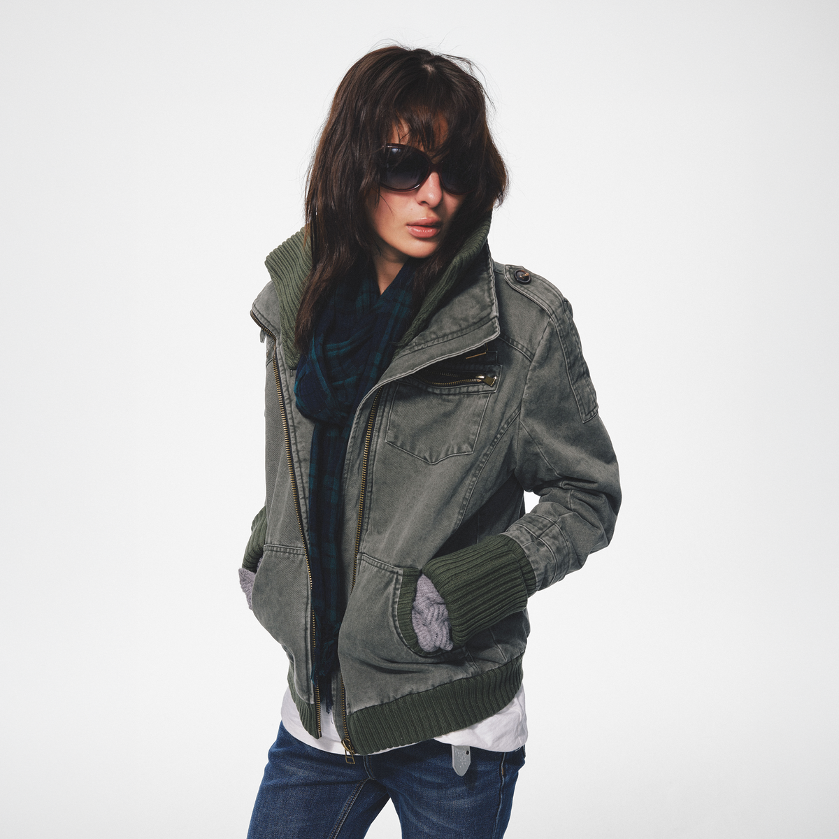 TRECLUB Retro Punk Washed Cross Eyelet Ribbed Collar Padded Jacket, premium urban and streetwear designers apparel on PROJECTISR.com, TRECLUB