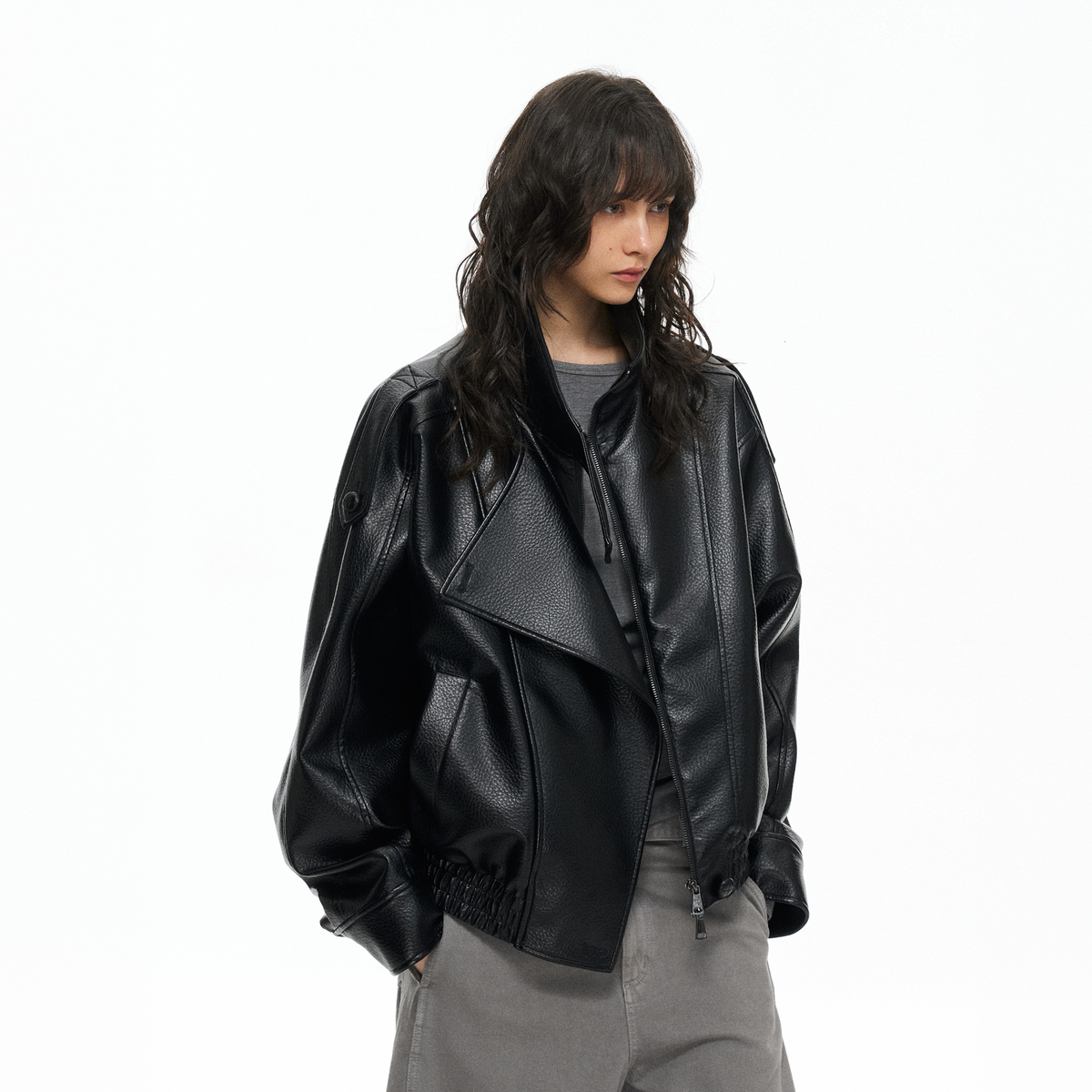 TGNS Faux Leather Biker Jacket
