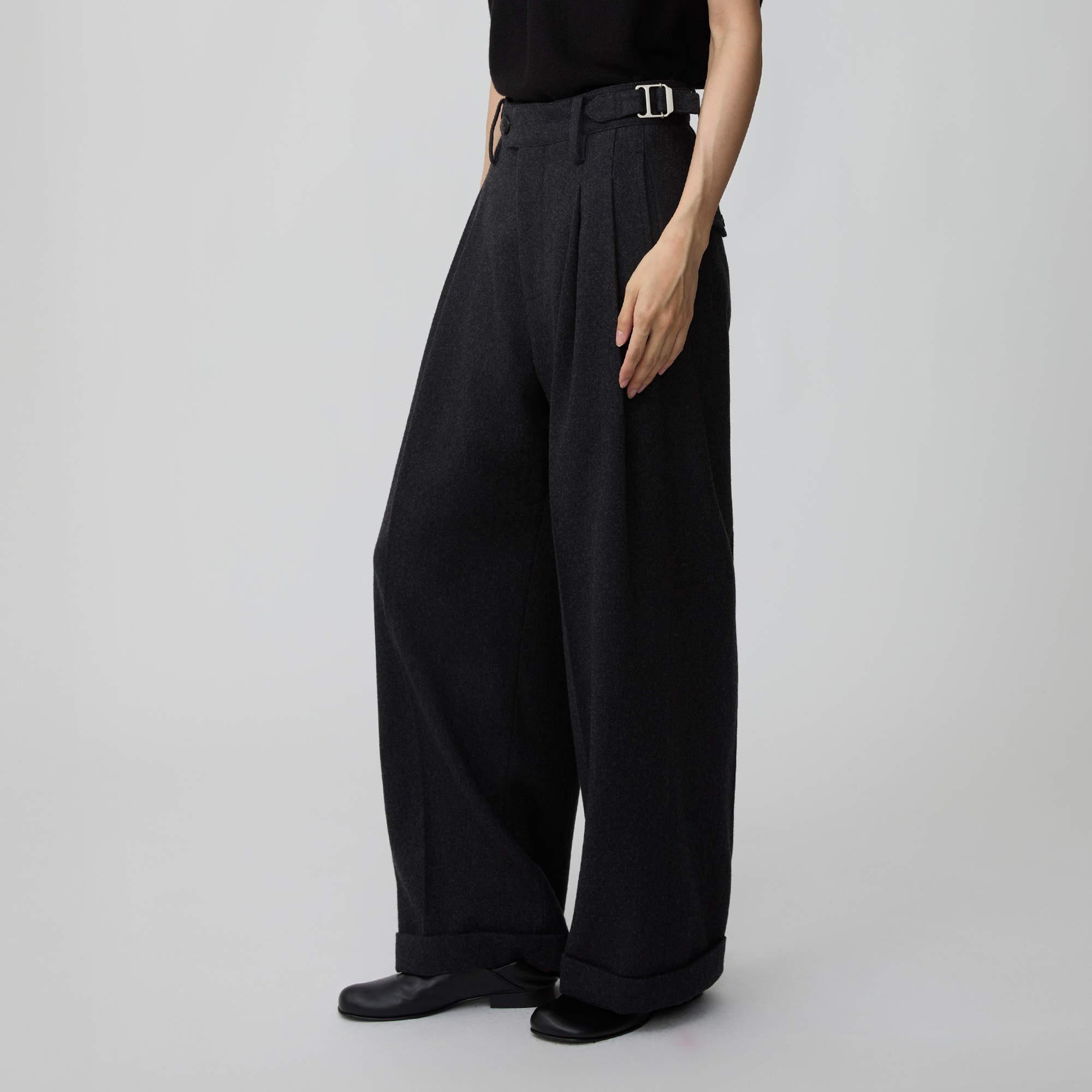 OPICLPOTH Wool-Blend Pleated Barrel Trousers, premium urban and streetwear designers apparel on PROJECTISR.com, OPICLOTH