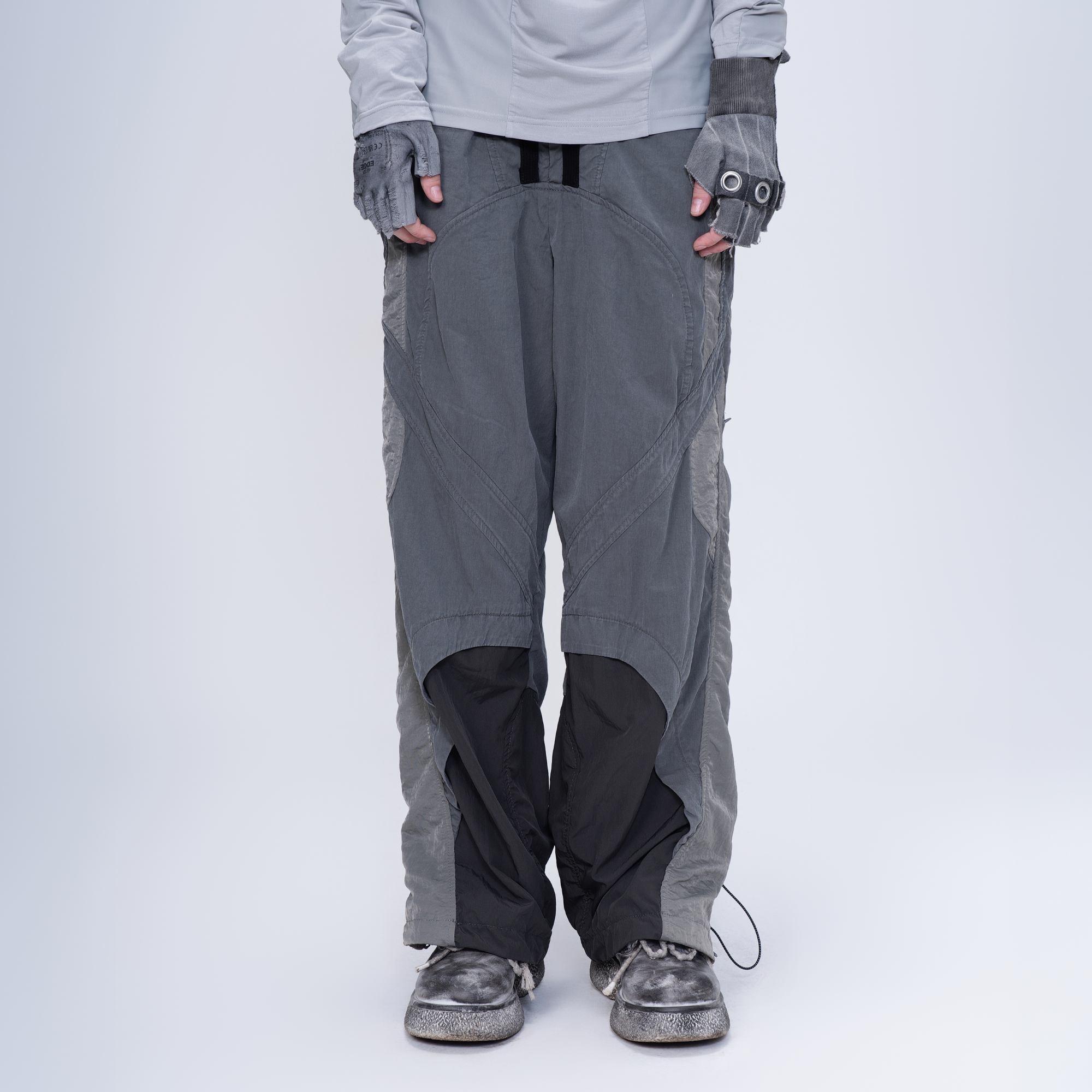STEAM Deconstructed Zippered Spliced Wide-Leg Cargo Pants