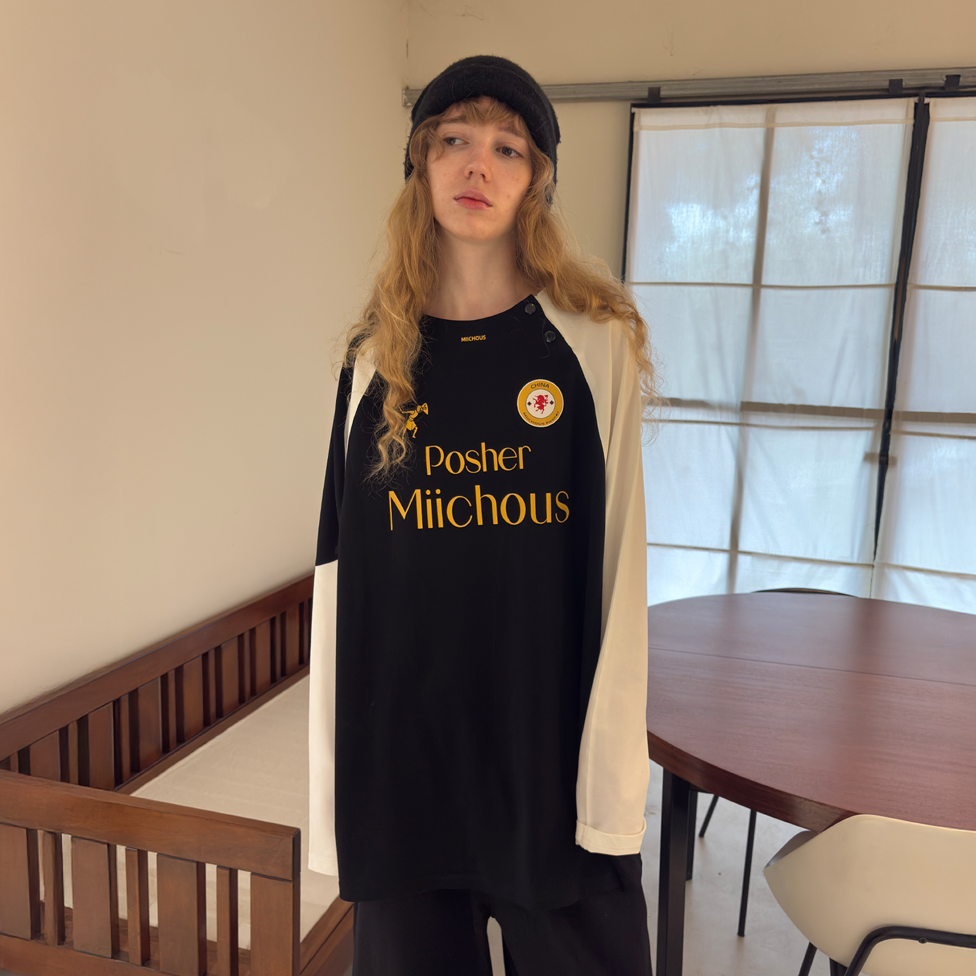 MIICHOUS Snap Contrast Quick-Dry Long-Sleeve Tee