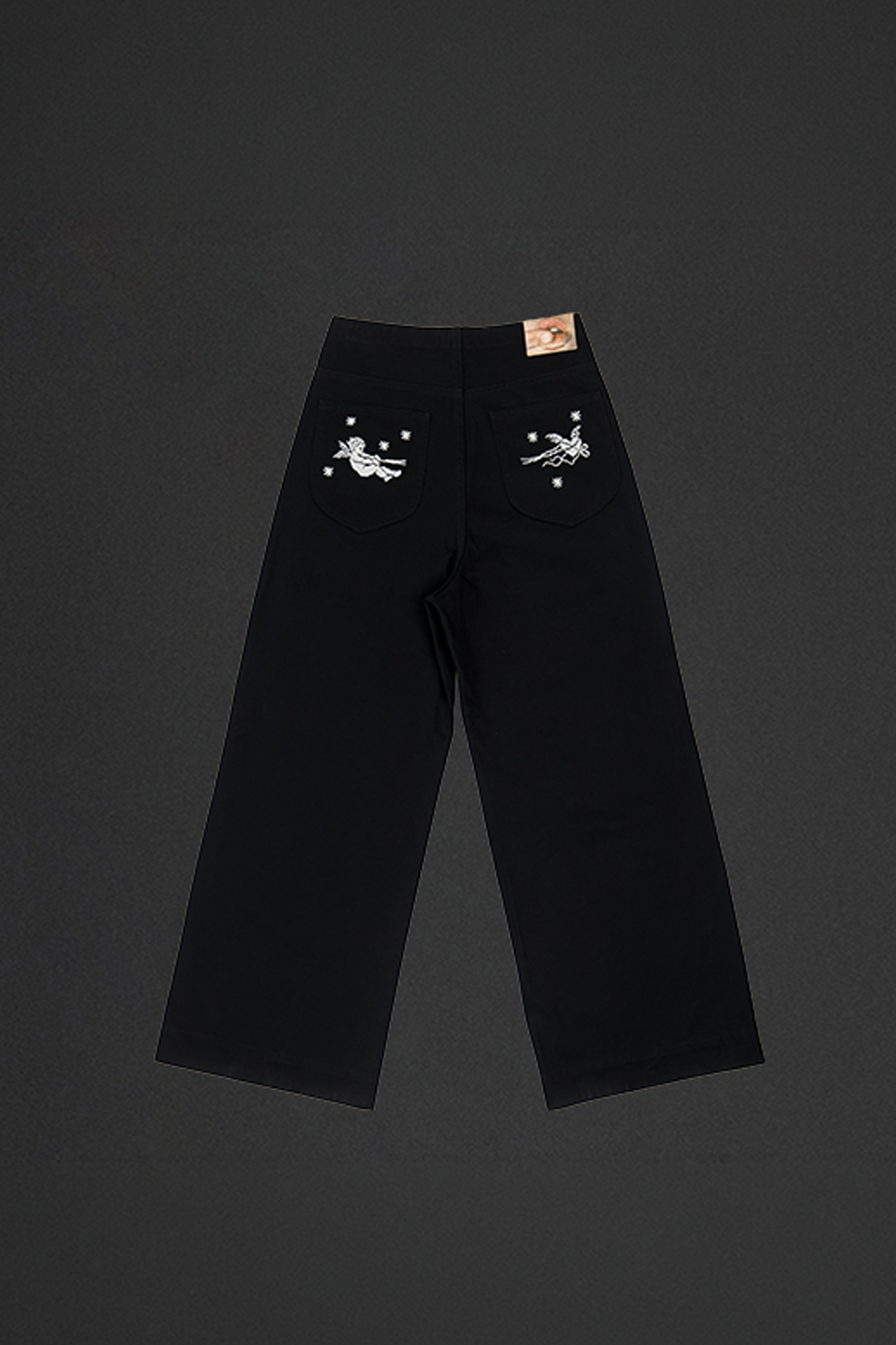 NIANJIUYIKOUER Embroidered Wide-Leg Twill Pants, premium urban and streetwear designers apparel on PROJECTISR.com, NIANJIUYIKOUER