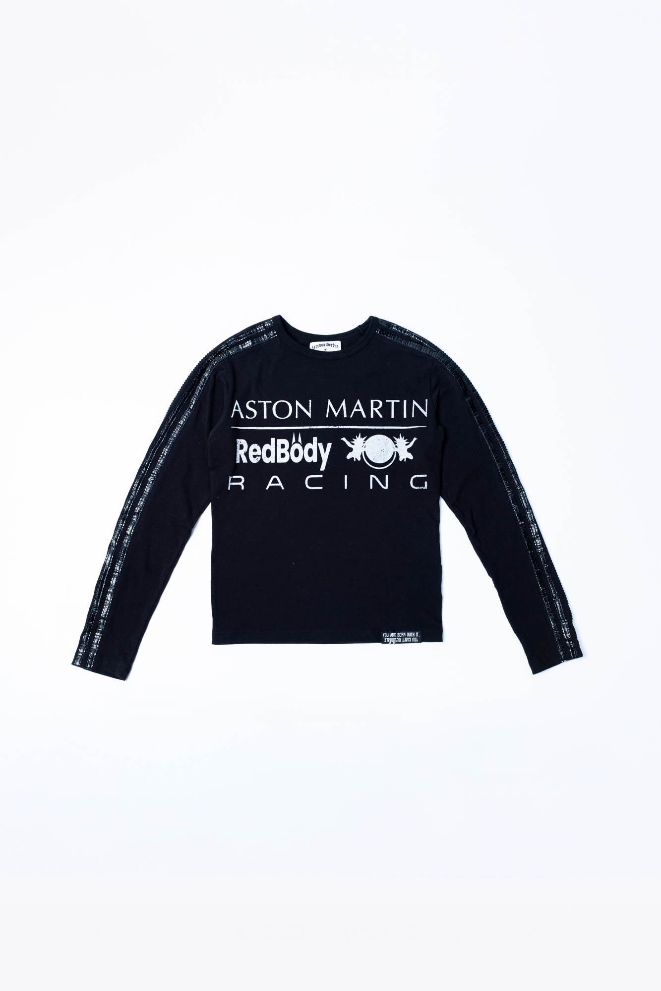 FVVO Parody Logo Slim-Fit Long Sleeve Tee, premium urban and streetwear designers apparel on PROJECTISR.com, FVVO