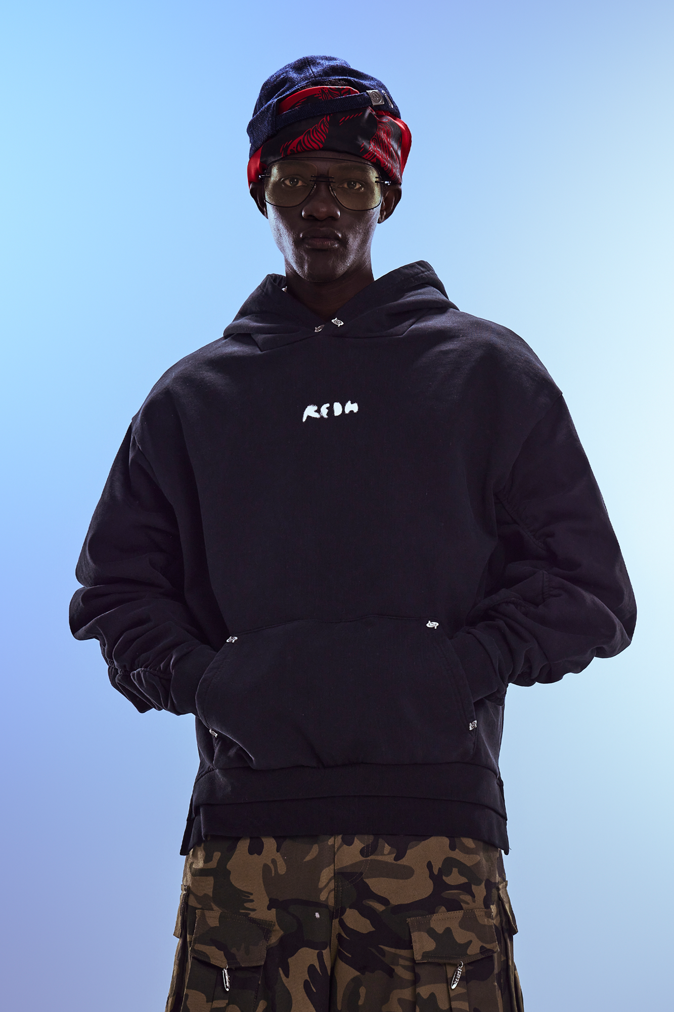 REDH Ruched Sleeve Washed Hoodie