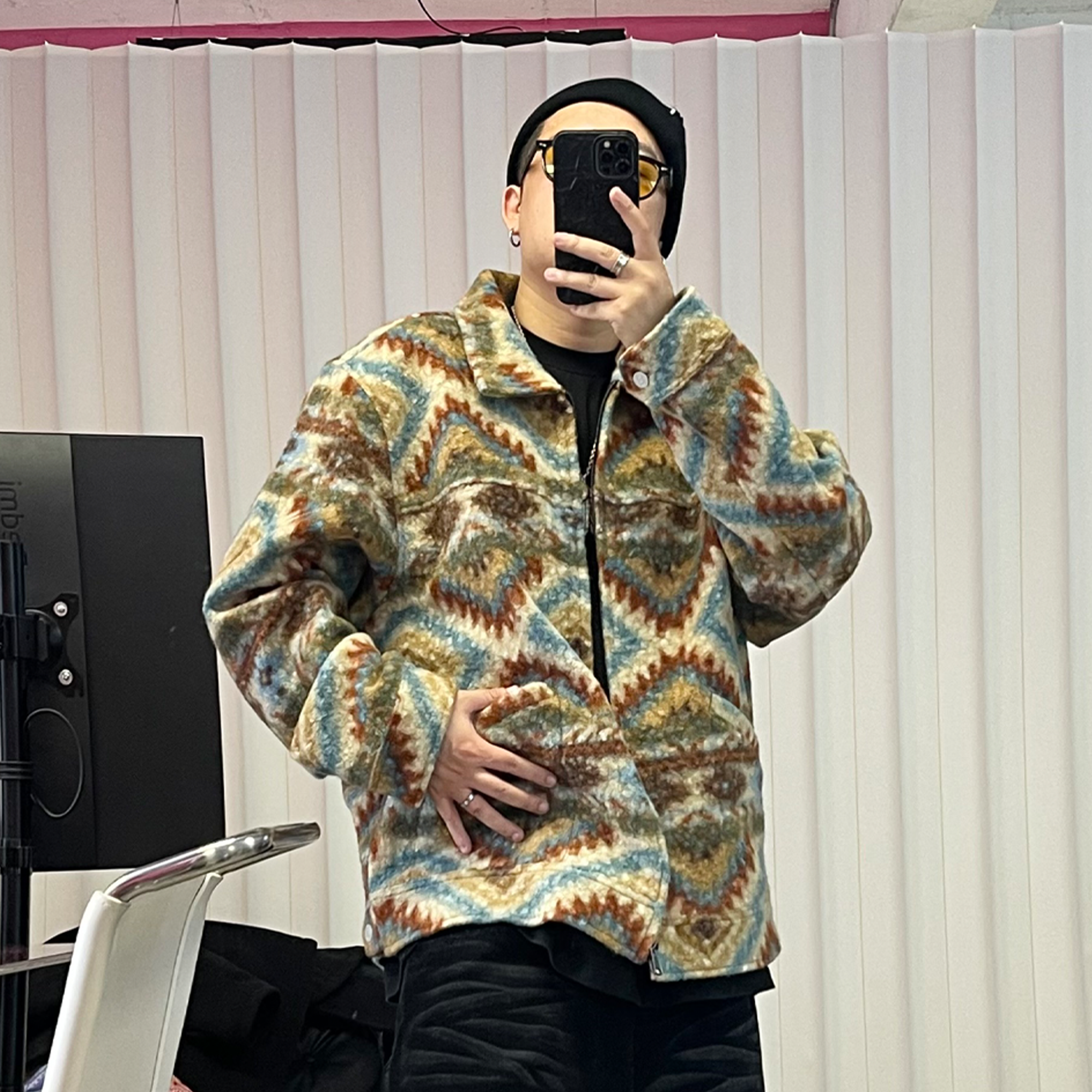 ME DA IGUAL Retro Tribal Jacquard Fleece Jacket