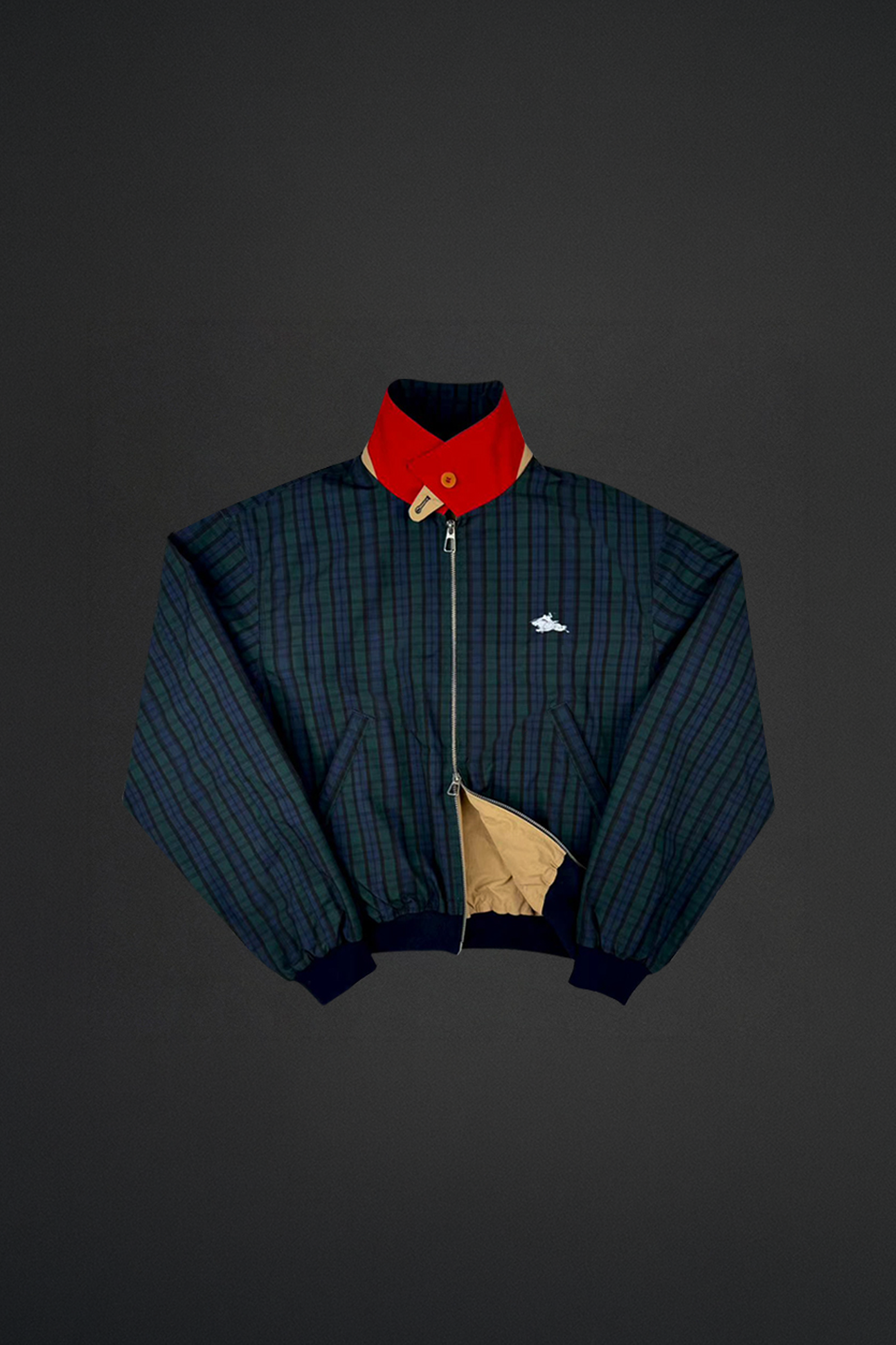 NIANJIUYIKOUER Deer Graphic Plaid Harrington Jacket, premium urban and streetwear designers apparel on PROJECTISR.com, NIANJIUYIKOUER