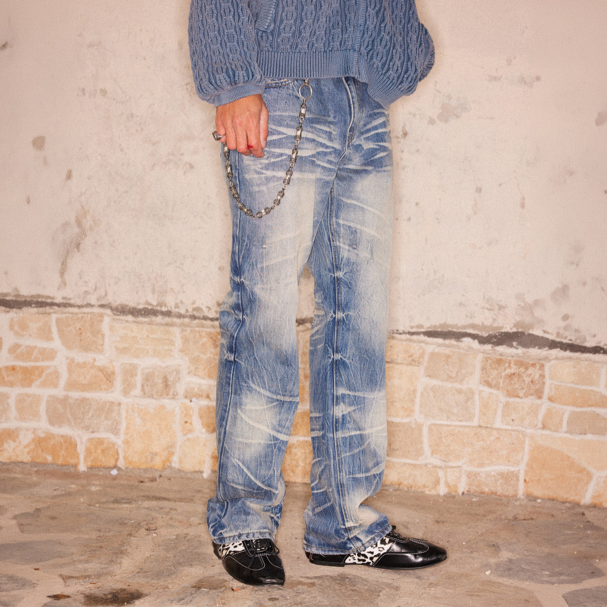 RICHILL Wash-Whisker Distressed Straight-Leg Jeans, premium urban and streetwear designers apparel on PROJECTISR.com, RICHILL