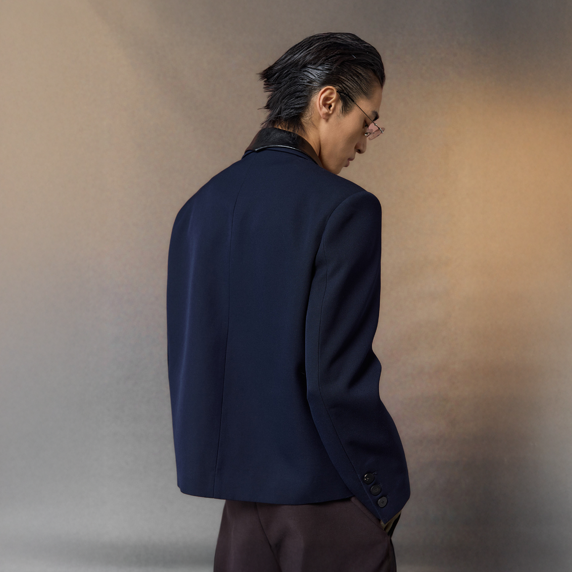 ALVNG AR ANTS Contrast PU-Panel Layered-Placket Blazer, premium urban and streetwear designers apparel on PROJECTISR.com, ALVNG AR ANTS