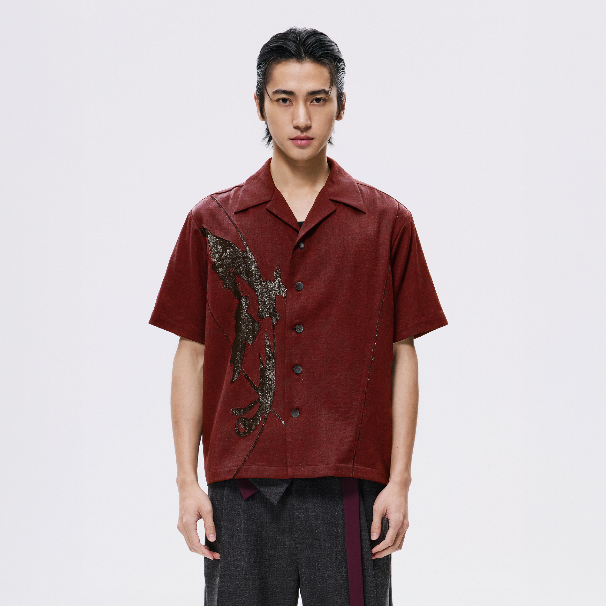 ALVNG AR ANTS Phoenix Mesh Paneled Linen-Blend Shirt