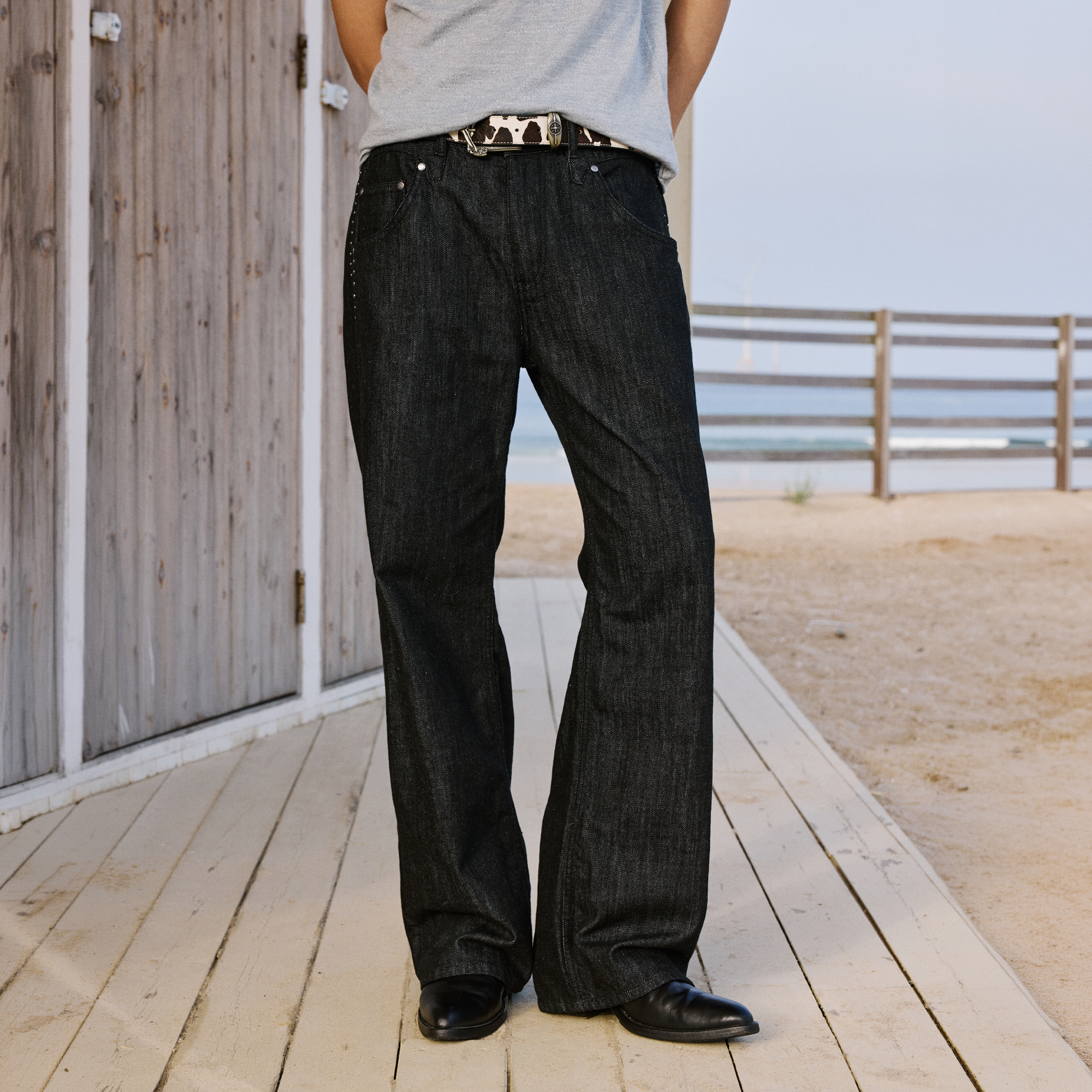 IN EXISTENCE Mulberry Silk Studded Straight-Leg Jeans
