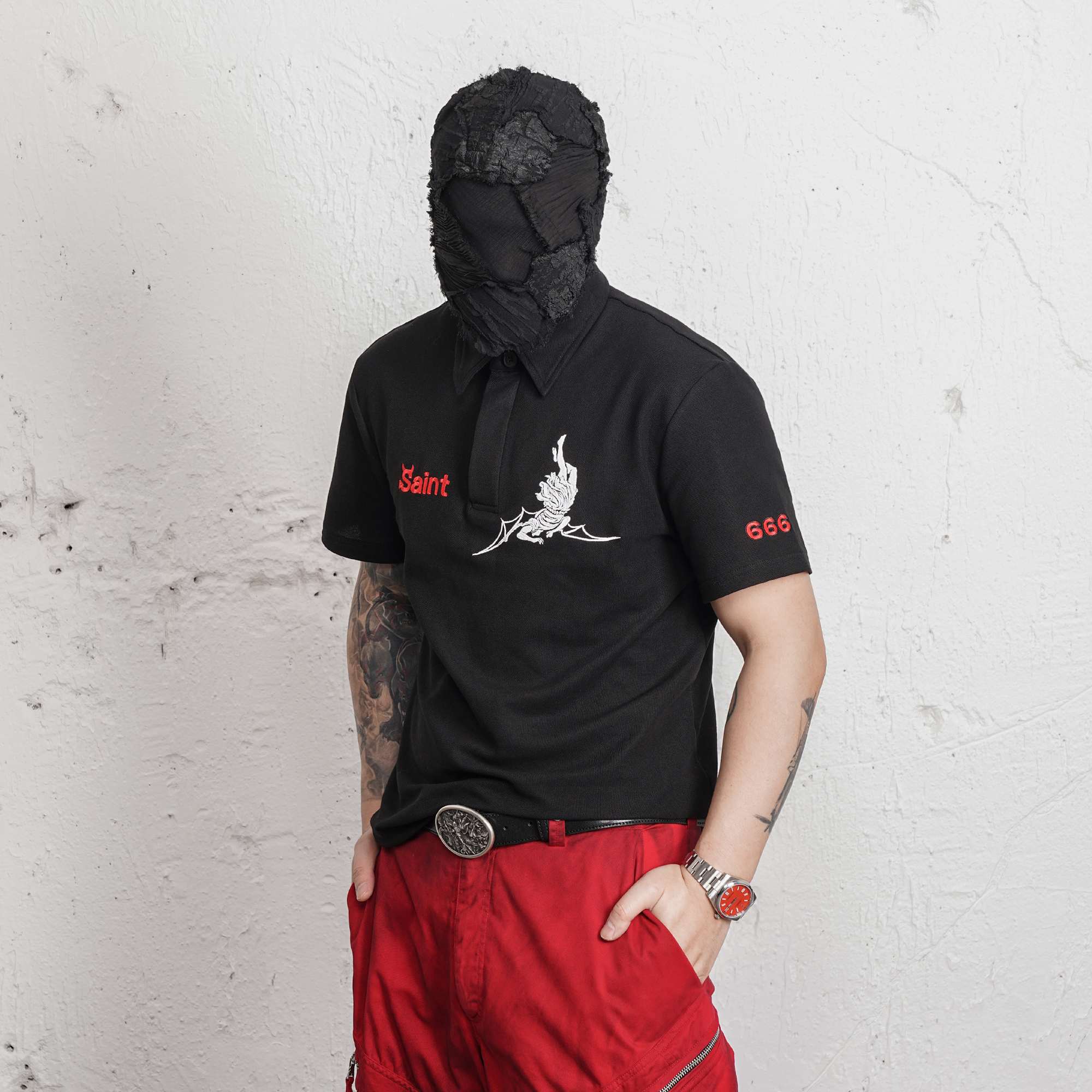 UNDERWATER Lucifer Embroidered Polo Shirt, premium urban and streetwear designers apparel on PROJECTISR.com, UNDERWATER