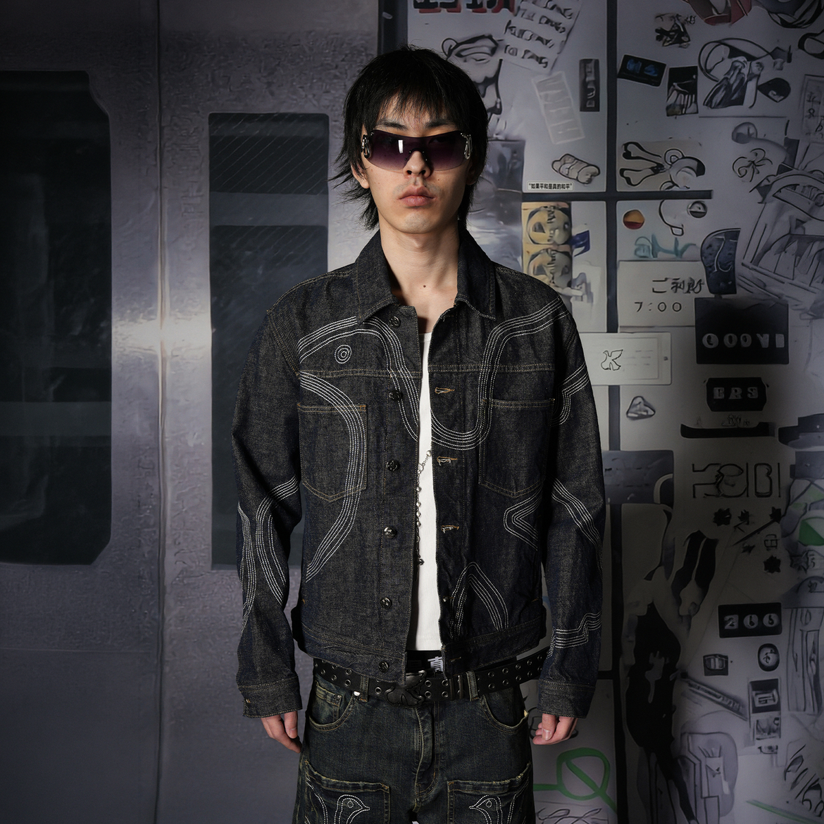 VINKID Raw Denim Paneled Lapel Jacket, premium urban and streetwear designers apparel on PROJECTISR.com, VINKID