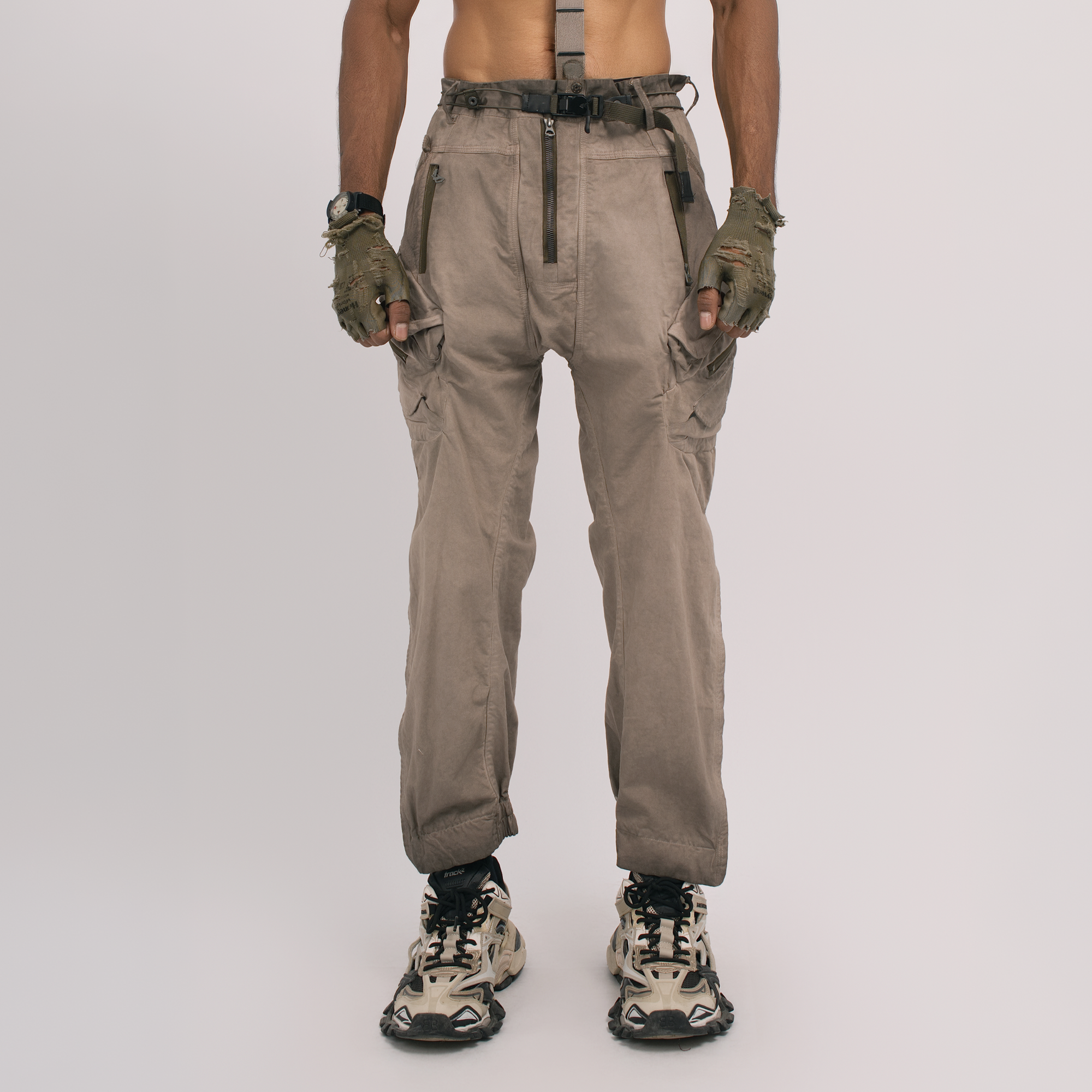 STEAM Distressed Multi-Pocket Utility Cargo Pants
