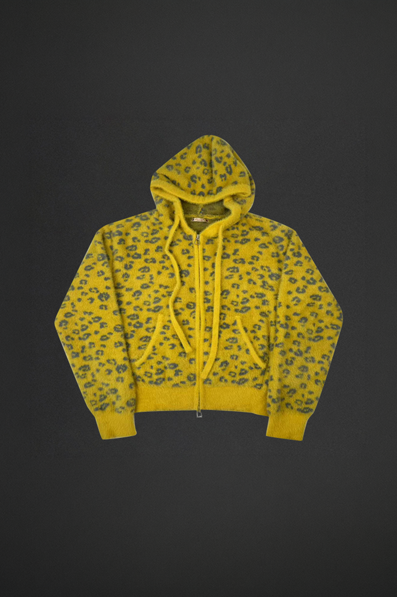 NIANJIUYIKOUER Fuzzy Leopard Jacquard Zip-Up Hoodie Cardigan, premium urban and streetwear designers apparel on PROJECTISR.com, NIANJIUYIKOUER