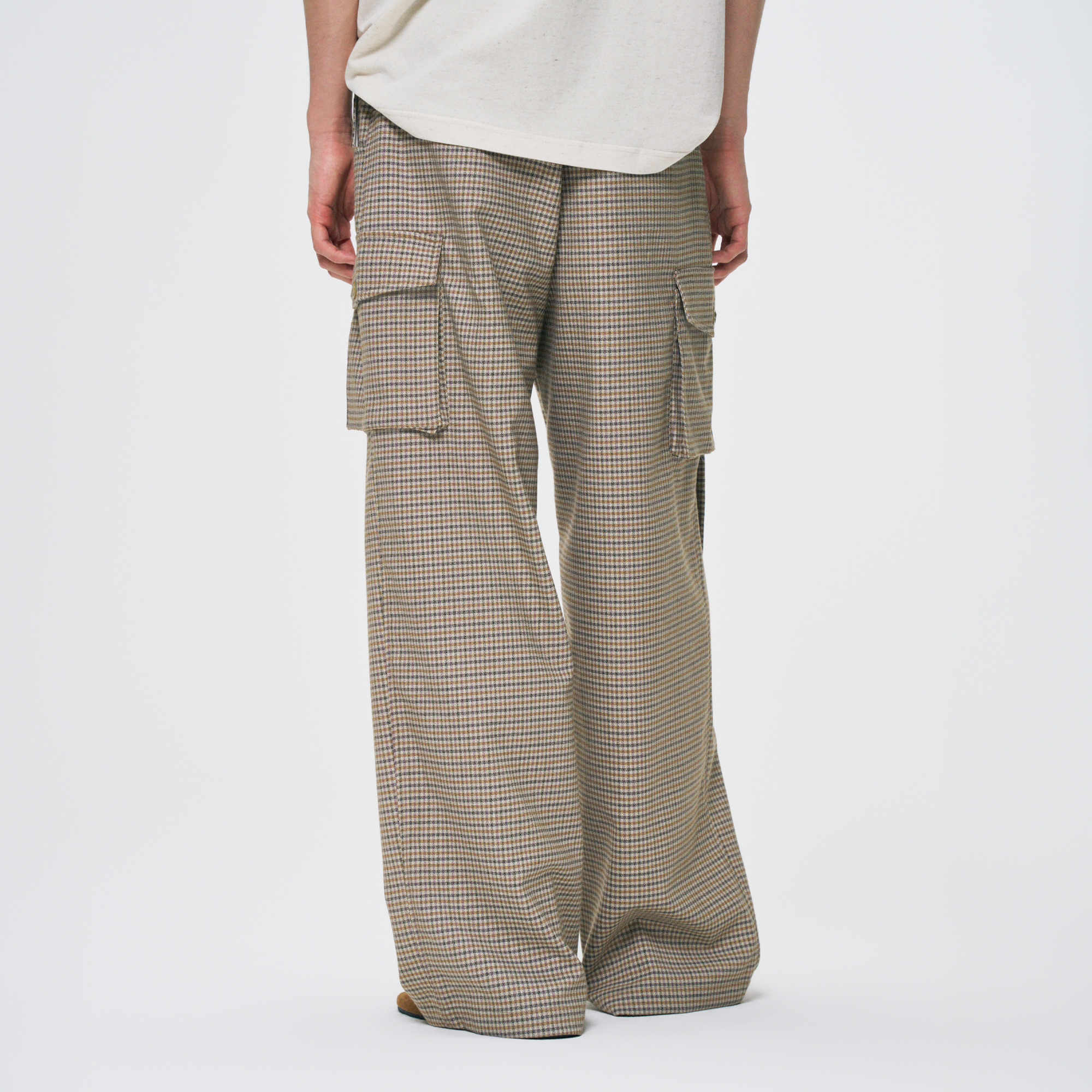 GONGHE REPUB Houndstooth Double-Pleated Tie-Waist Pants