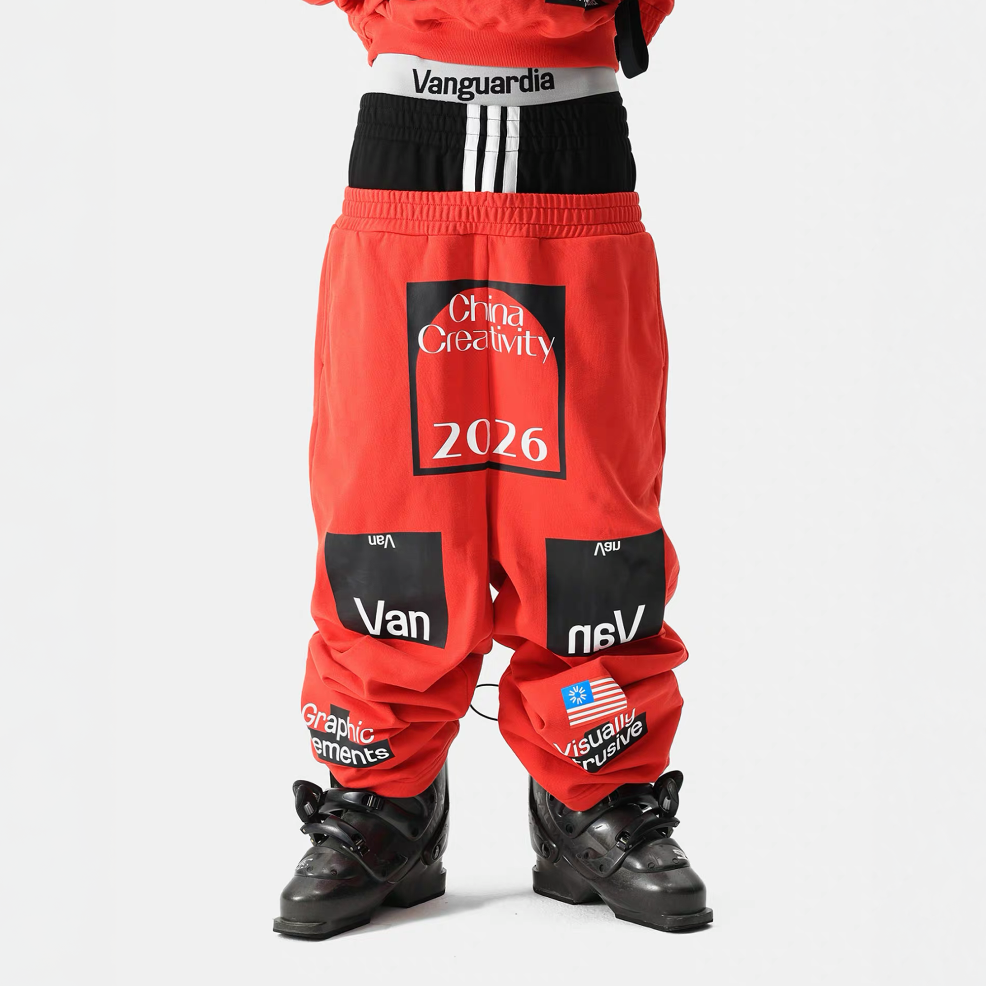 VANGUARDIA Dual-Waistband Sagging Sweatpants