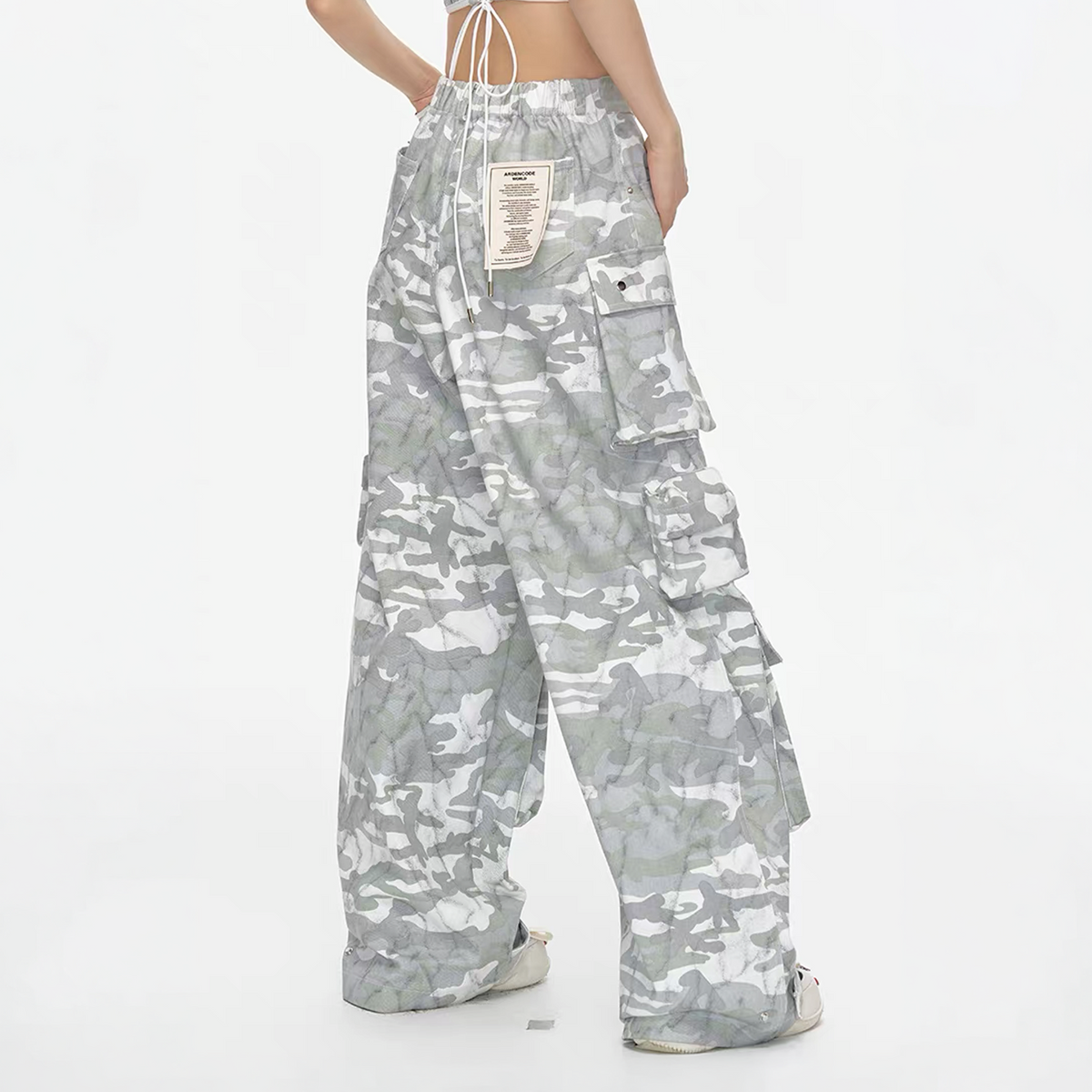 ARDENCODE Camo Multi-Pocket Wide-Leg Cargo Pants, premium urban and streetwear designers apparel on PROJECTISR.com, ARDENCODE