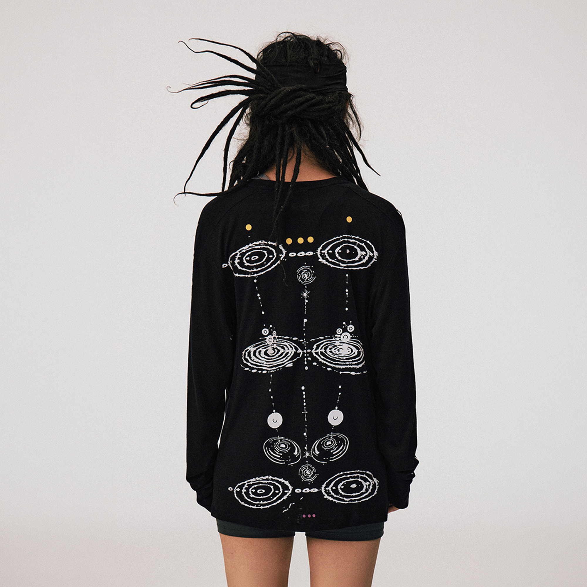 CONPCONP Cosmic Echo Graphic Long-Sleeve Tee Black