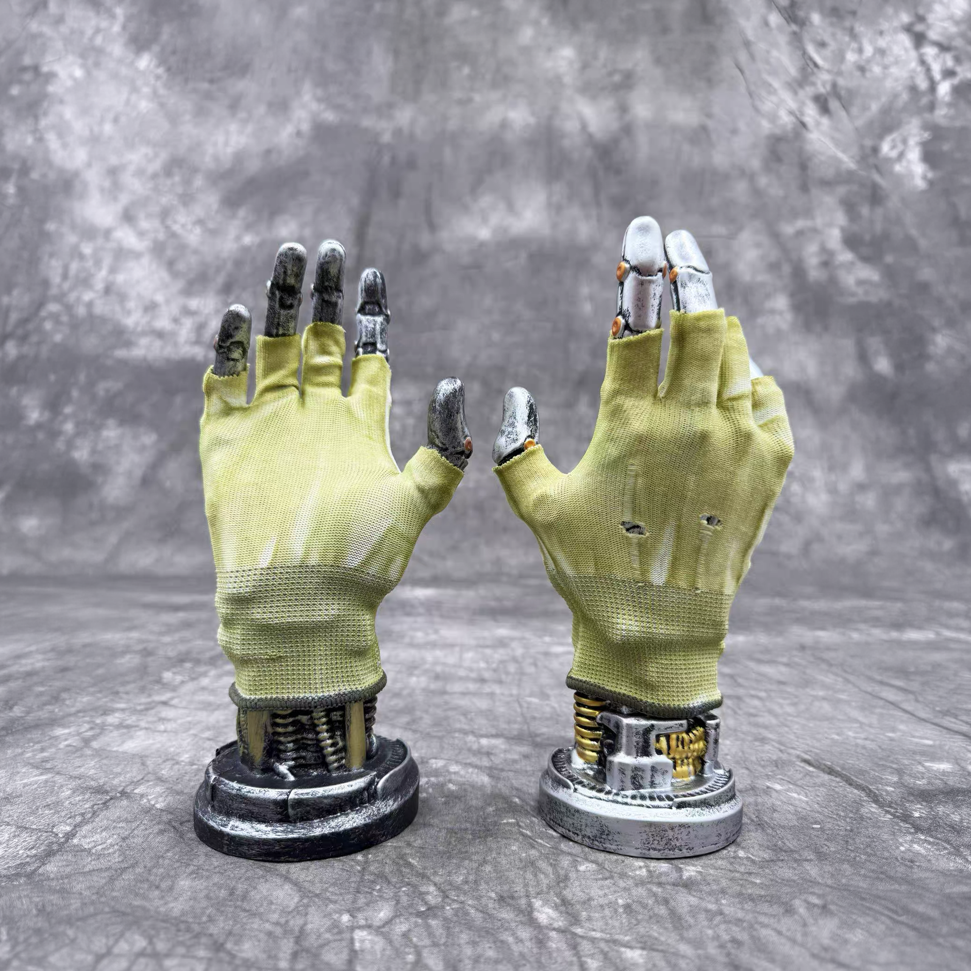STEAM Distressed Paint-Coated Faux Leather Fingerless Riding Gloves