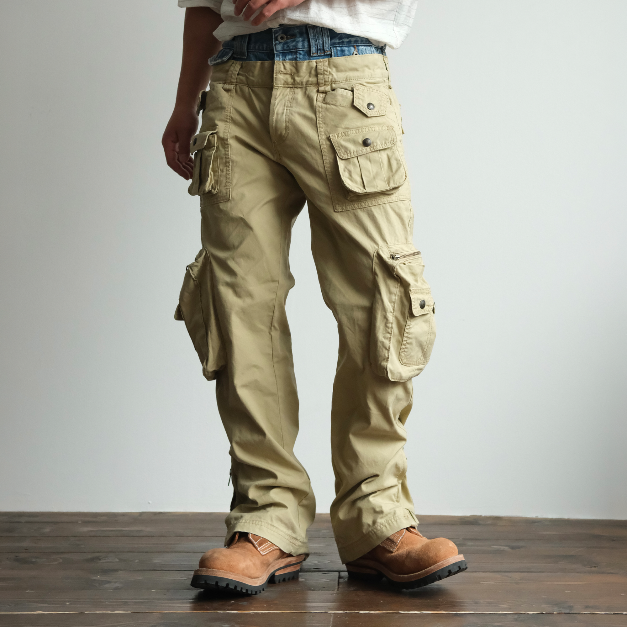 NEIGBORL Retro Spliced Multi-Pocket Cargo Pants