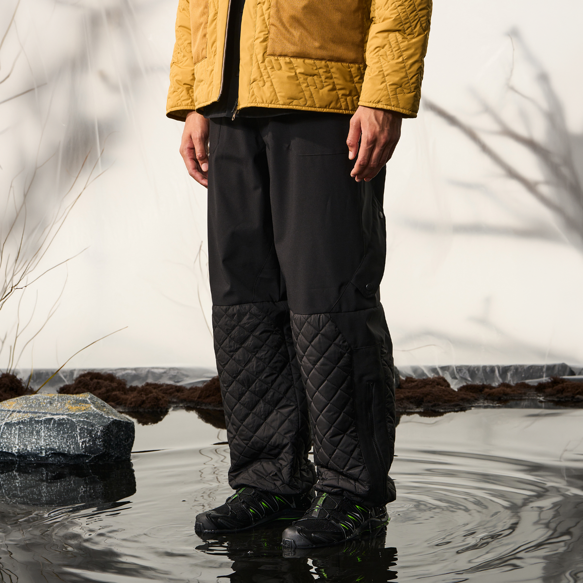 HALCYON Quilted Waterproof Windproof Snow Pants, premium urban and streetwear designers apparel on PROJECTISR.com, HALCYON