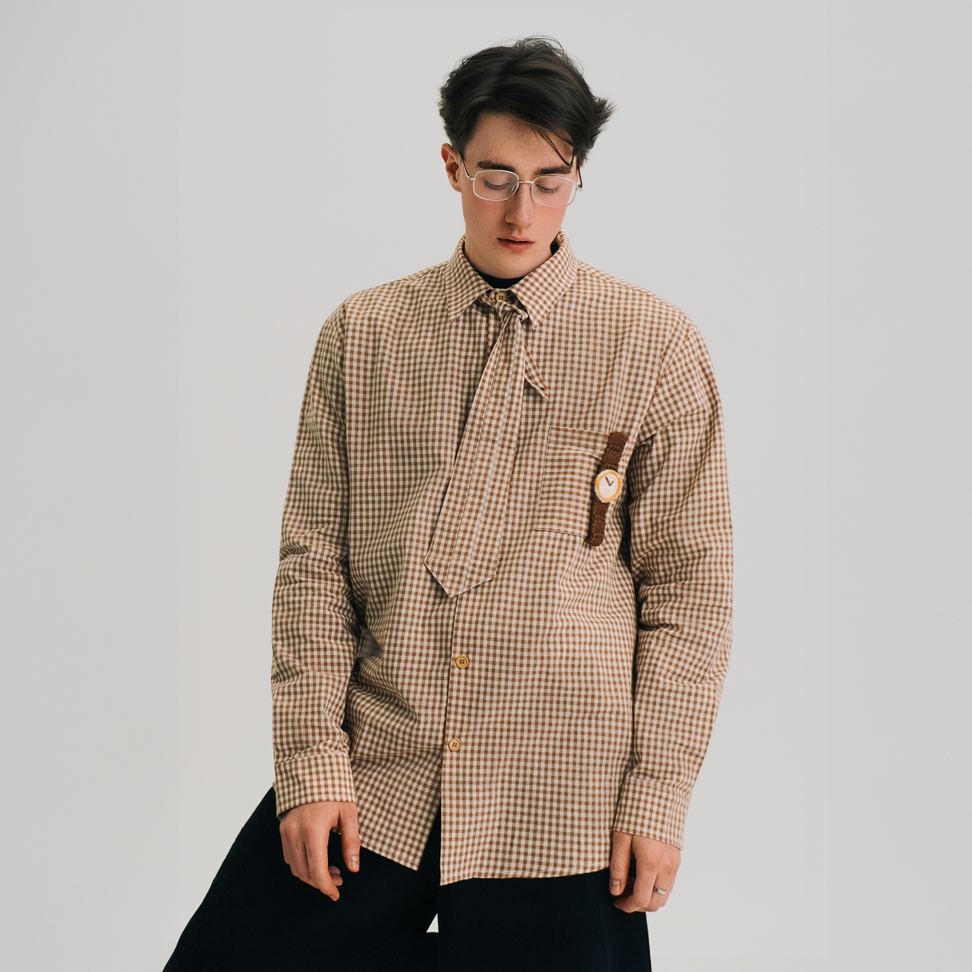 WIID Neck Tie Gingham Shirt