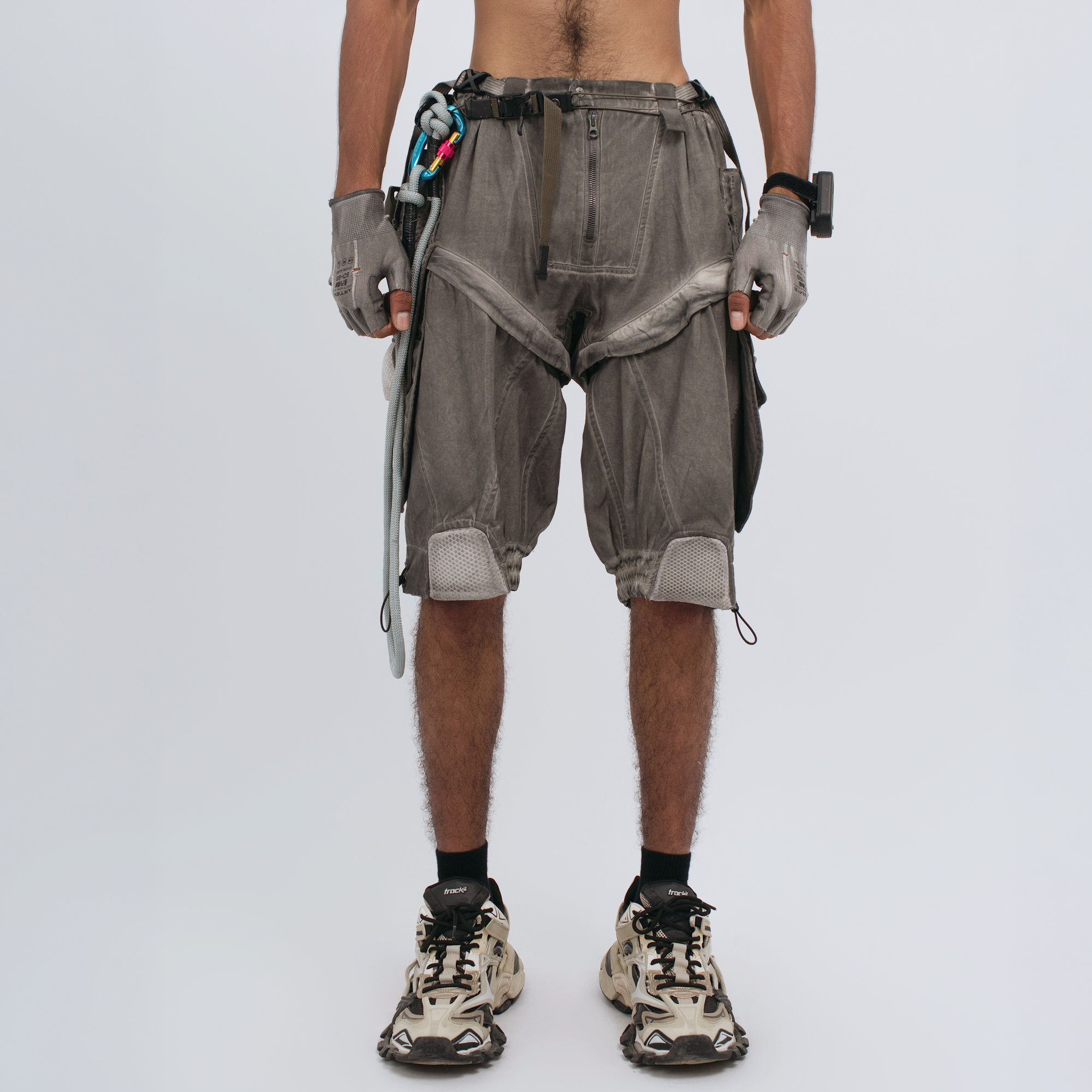 STEAM Distressed Spliced Detachable Utility Shorts